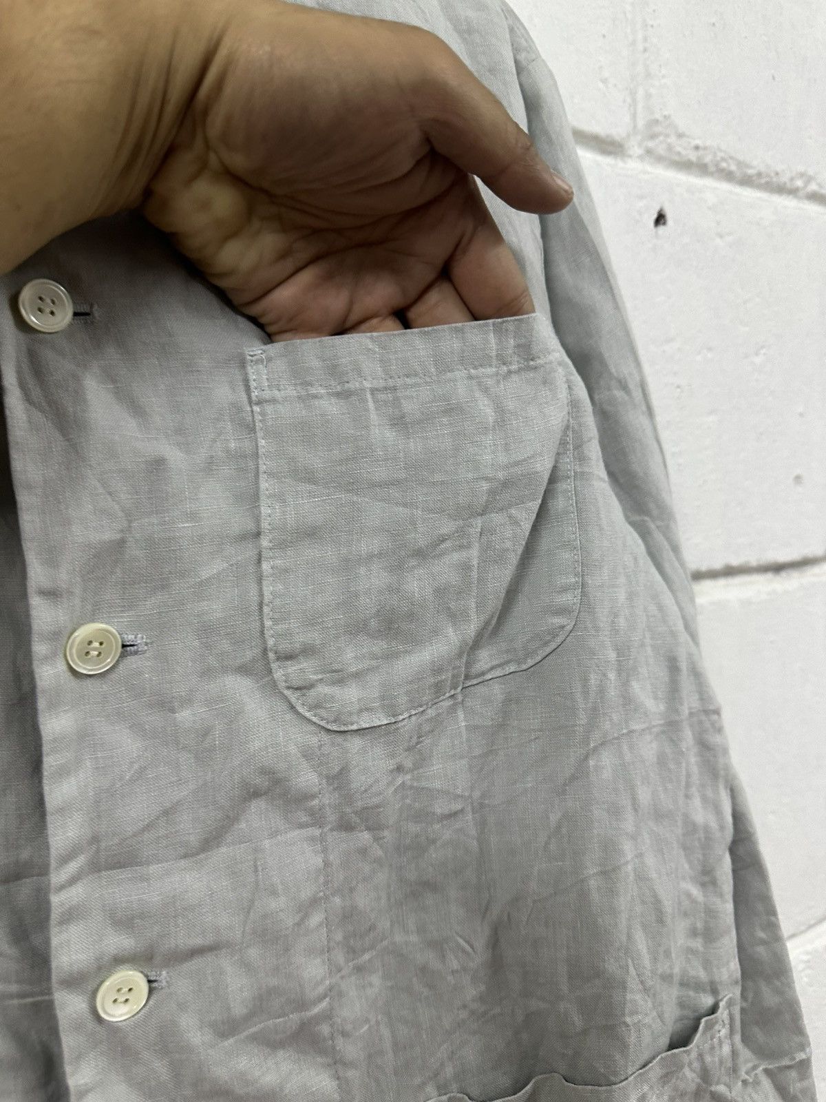 Issey Miyake Plantation By Issey Miyake Linen Pocket Button Up Size US M / EU 48-50 / 2 - 12 Thumbnail