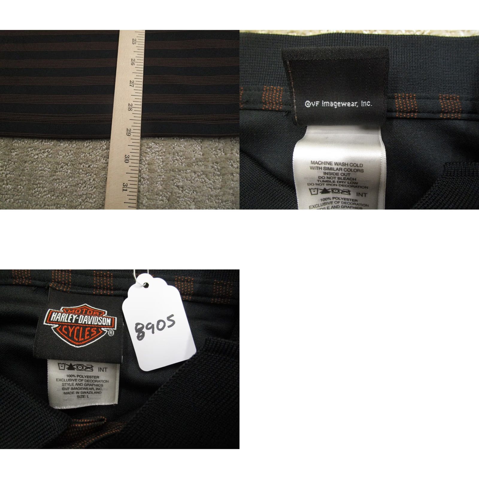 Harley Davidson Harley-Davidson Polo Shirt Men Large Black Striped Logo Polo Shirt Men L Black Striped Logo Size US L / EU 52-54 / 3 - 8 Thumbnail