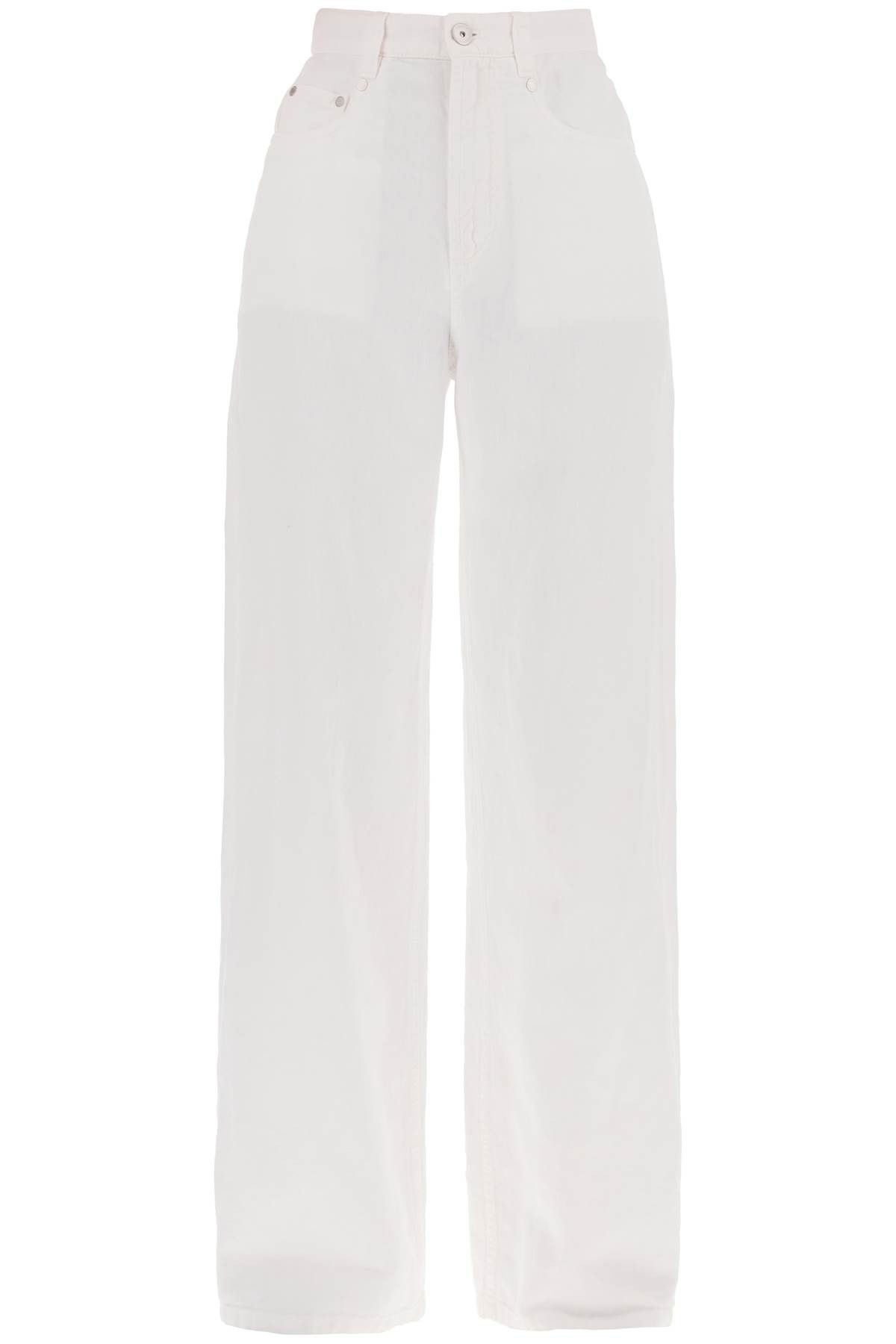 image of Brunello Cucinelli Cotton And Linen Trousers in White, Women's (Size 26)