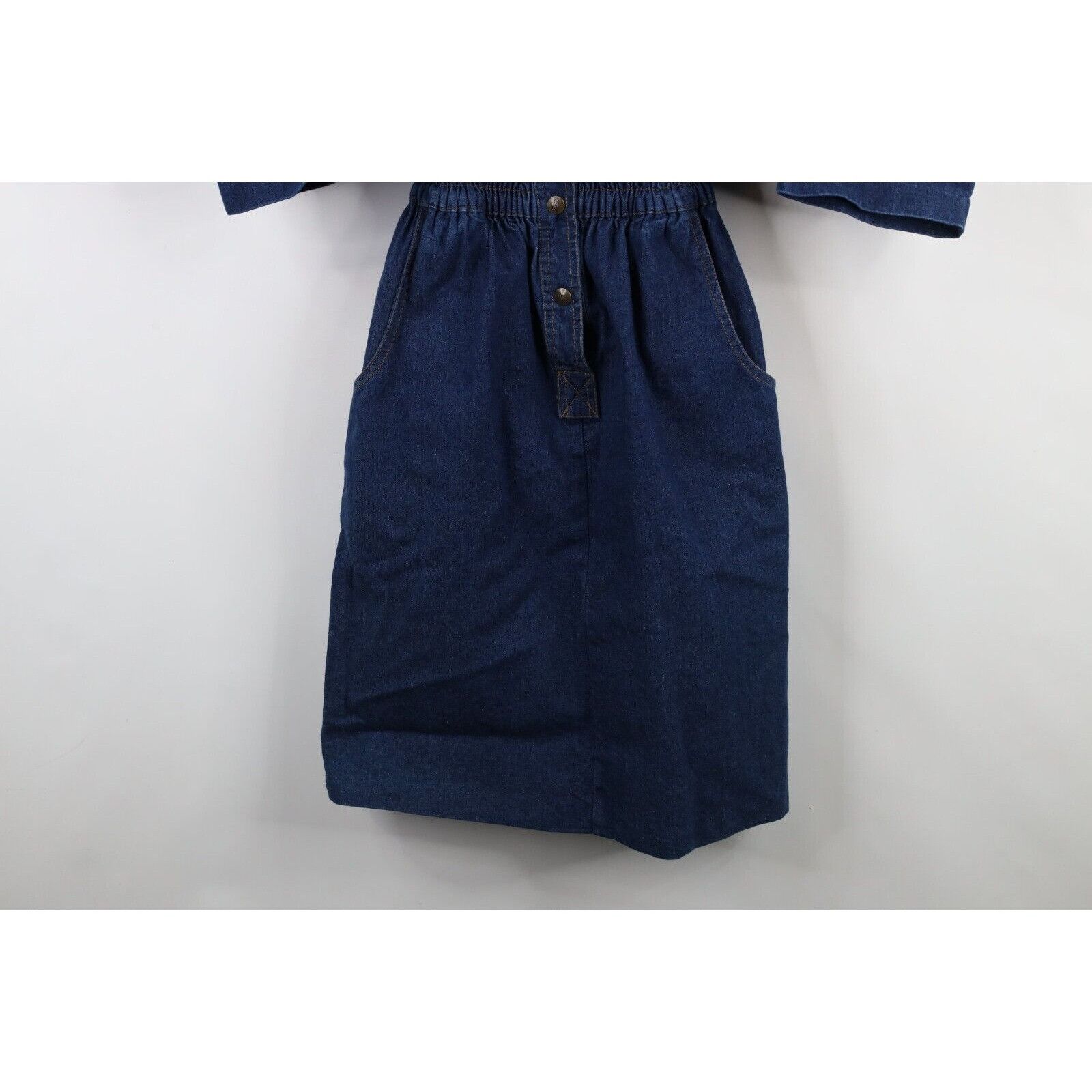 Vintage Vintage 80s 90s Streetwear Faded Long Sleeve Denim Dress Size M / US 6-8 / IT 42-44 - 4 Thumbnail