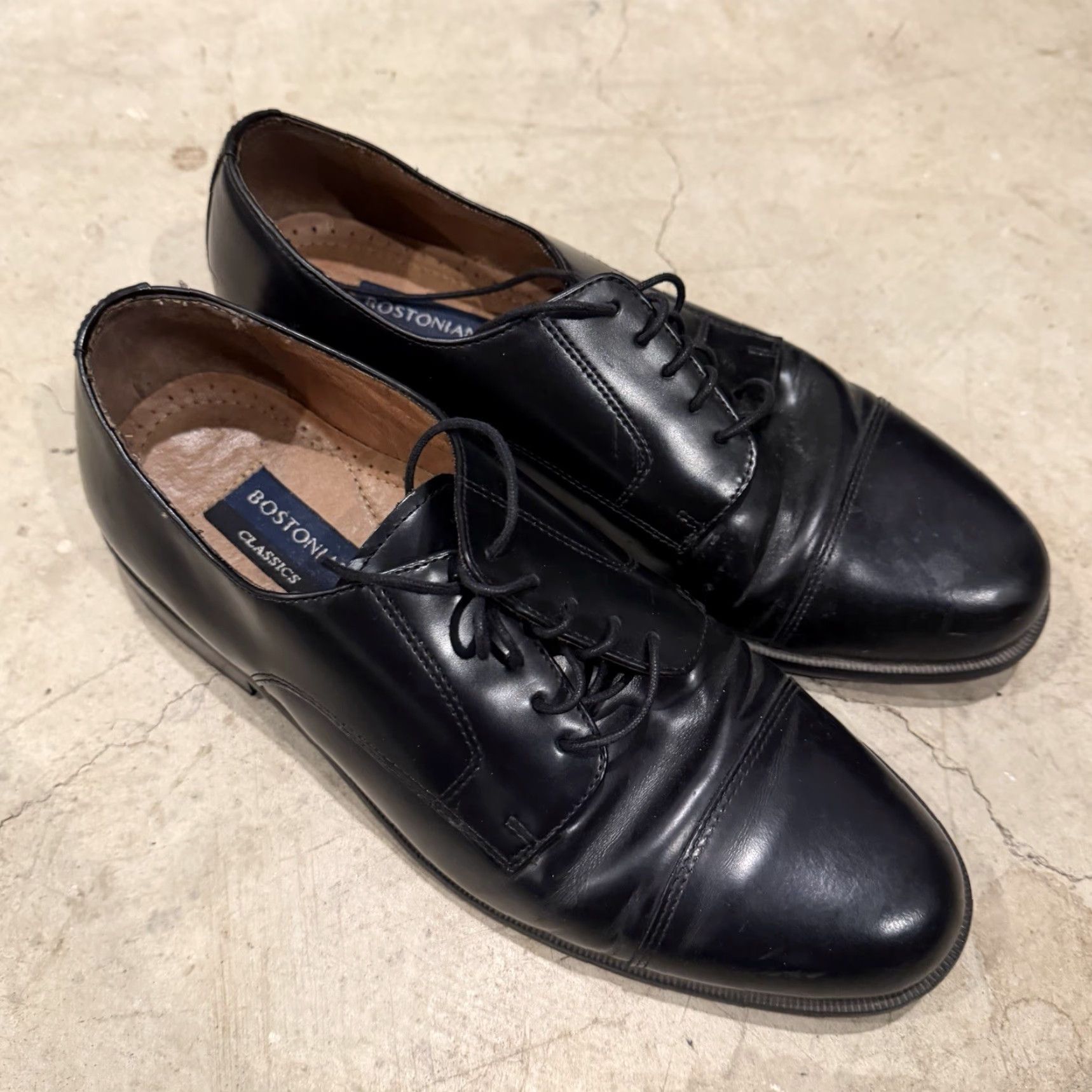 Vintage Bostonian First Flex Classics Black Mens Dress Lace Cap Toe Shoes Size 9M Cap Toe, Leather, Lace, Dress, Classic, Formal Shoes Mens Size ONE SIZE - 2 Thumbnail