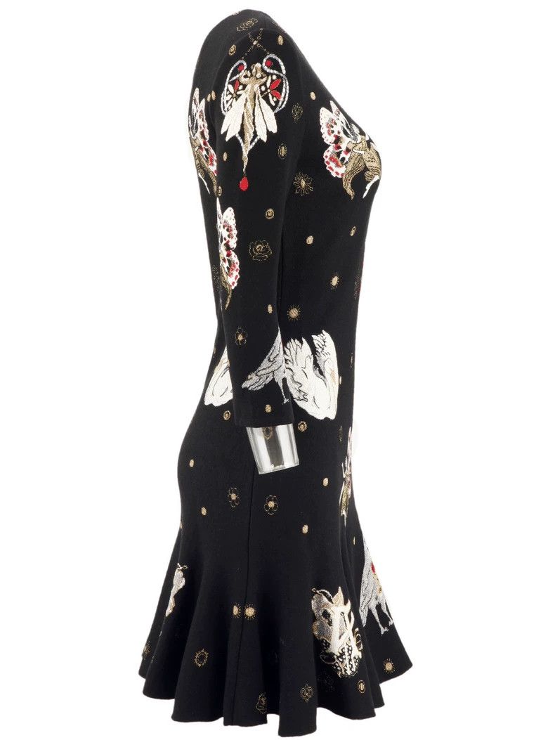 Alexander McQUEEN Embroidered flower knitted dress 2504-Nex