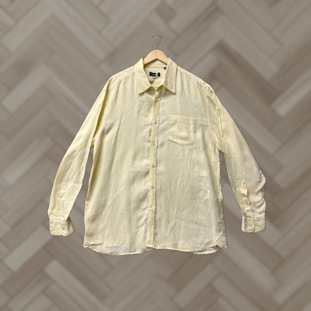 Orvis ORVIS Men's Linen Long Sleeve Button-Up Shirt XL Chambray Yellow Solid Outdoor Preppy Size US XL / EU 56 / 4 - 1 Thumbnail