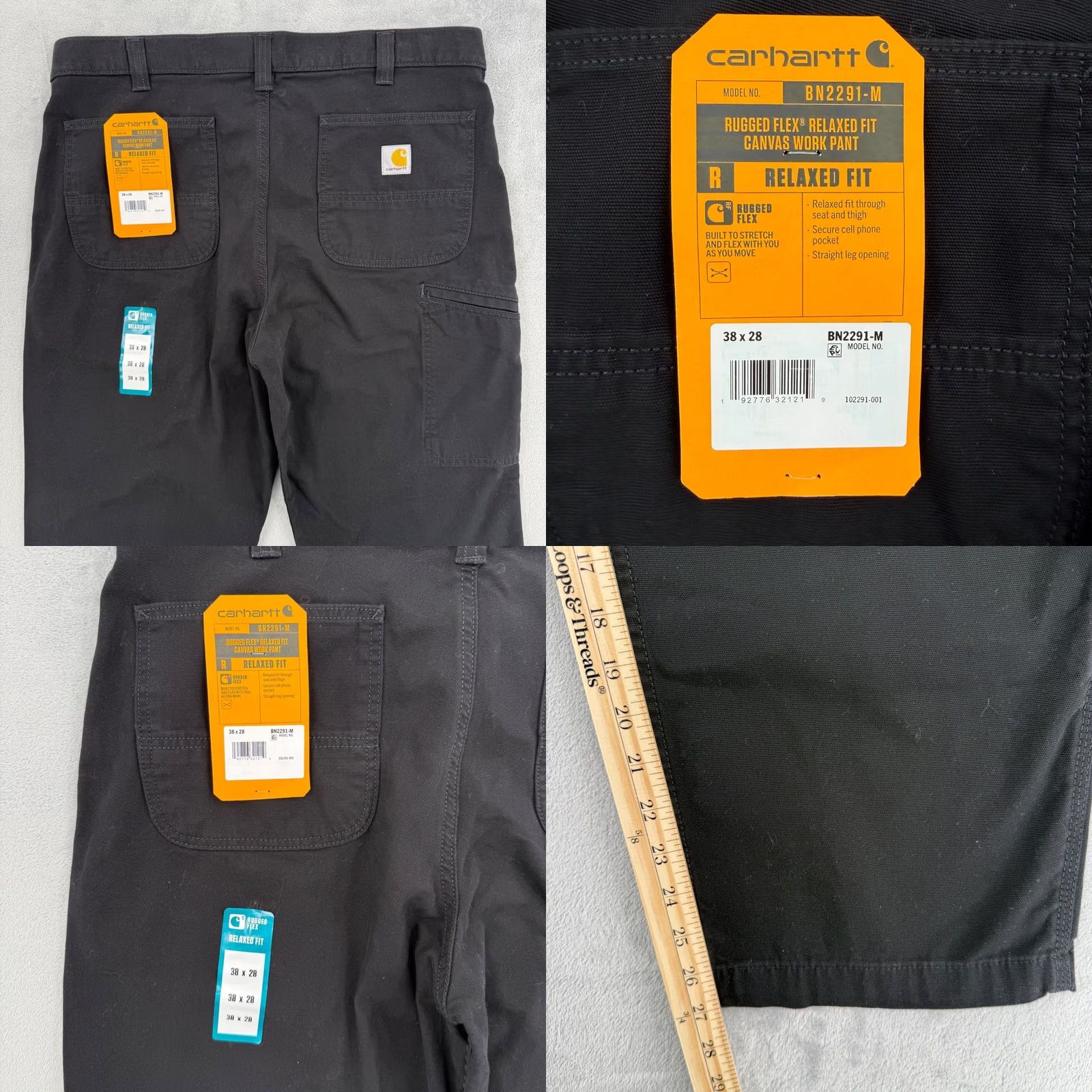 Carhartt VINTAGE Carhartt Relaxed Fit Black Work Pants Mens Cotton Canvas Utility Carpenter 38x28 Size US 38 / EU 54 - 8 Thumbnail
