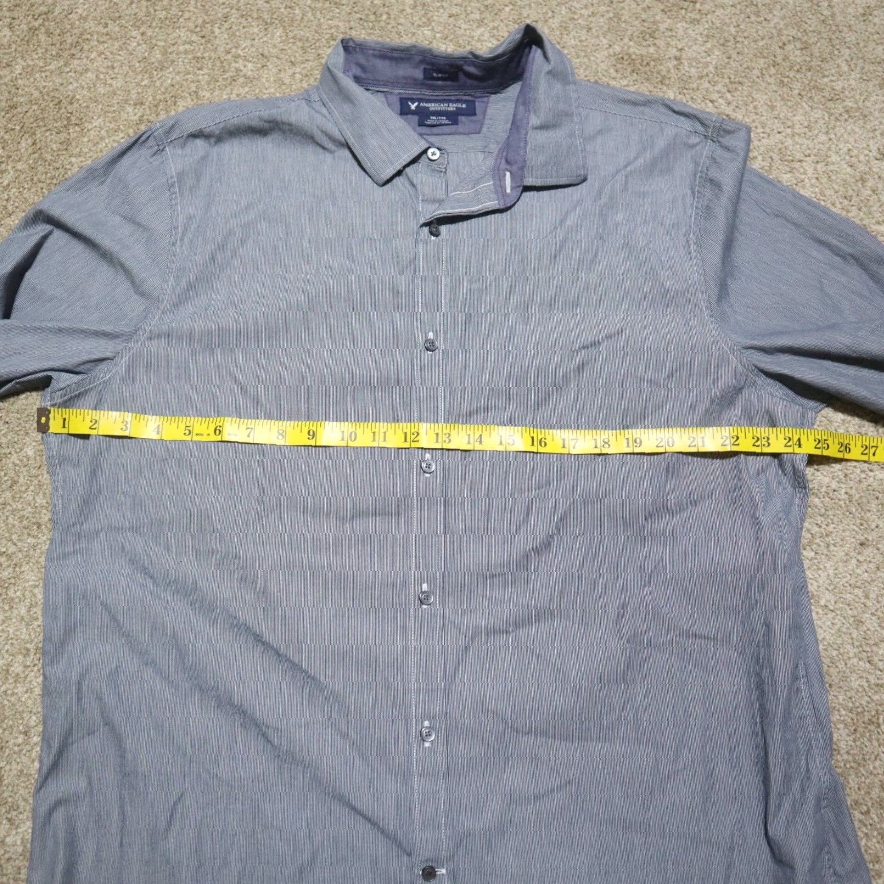 American Eagle Outfitters American Eagle Outfitters Shirt 2XL Blue Striped Long Sleeve Button-Up Men Slim Fit Size US XXL / EU 58 / 5 - 4 Thumbnail