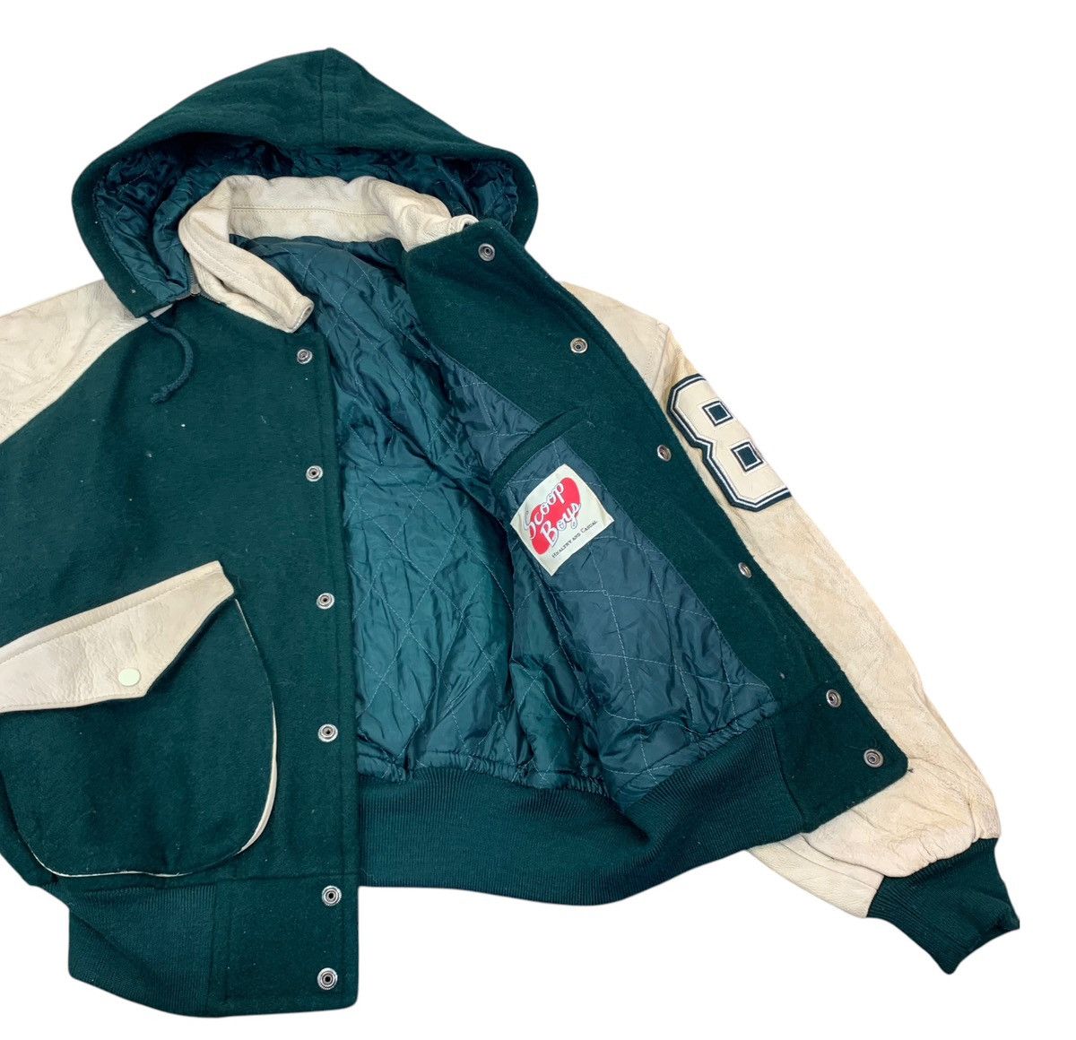 Other VINTAGE SCOOP BOYS VARSITY LEATHER BOMBER JACKET HOODIE Size US M / EU 48-50 / 2 - 5 Thumbnail