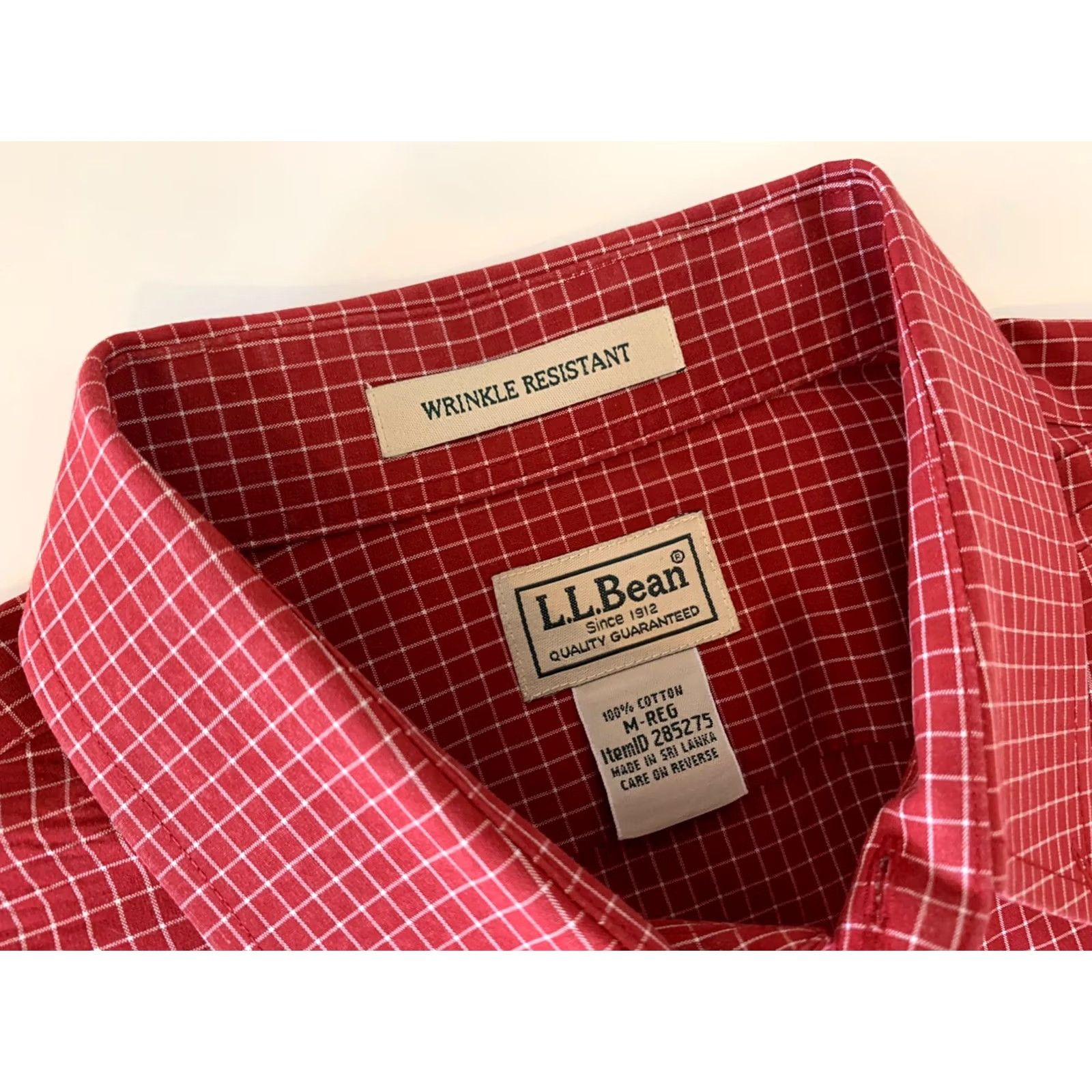 Vintage L.L. Bean Wrinkle Resistant Plaid Long Sleeve Button-Front Shirt Men M Red Size US M / EU 48-50 / 2 - 2 Thumbnail