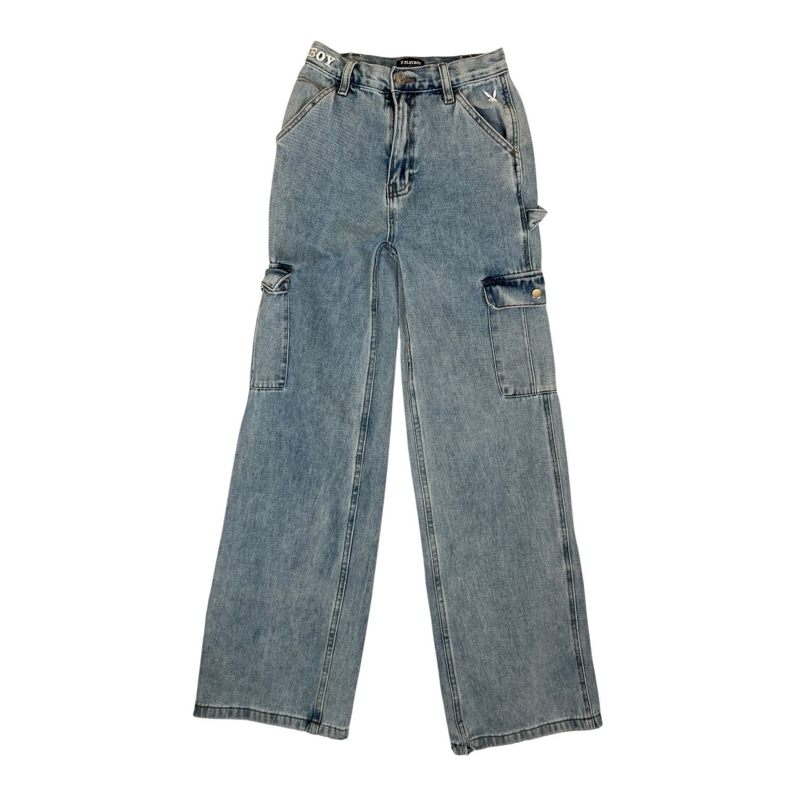Pacsun Pacsun Playboy Women's Cargo Baggy Wide Leg Jeans Size 24 Y2 Size 42" / US 20 - 1 Thumbnail