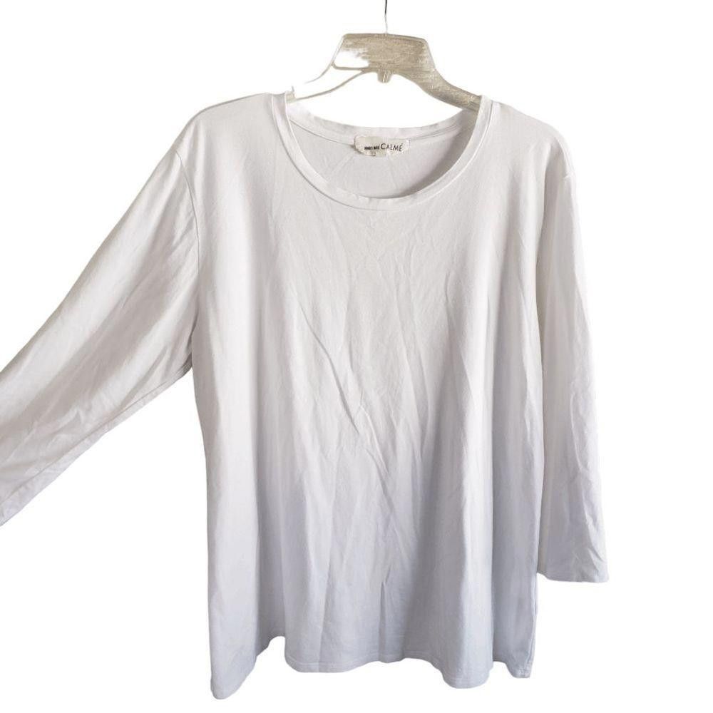 Designer CT1398 Johnny Was Ladies Long Sleeve White T-shirt XL Size XL / US 12-14 / IT 48-50 - 1 Thumbnail