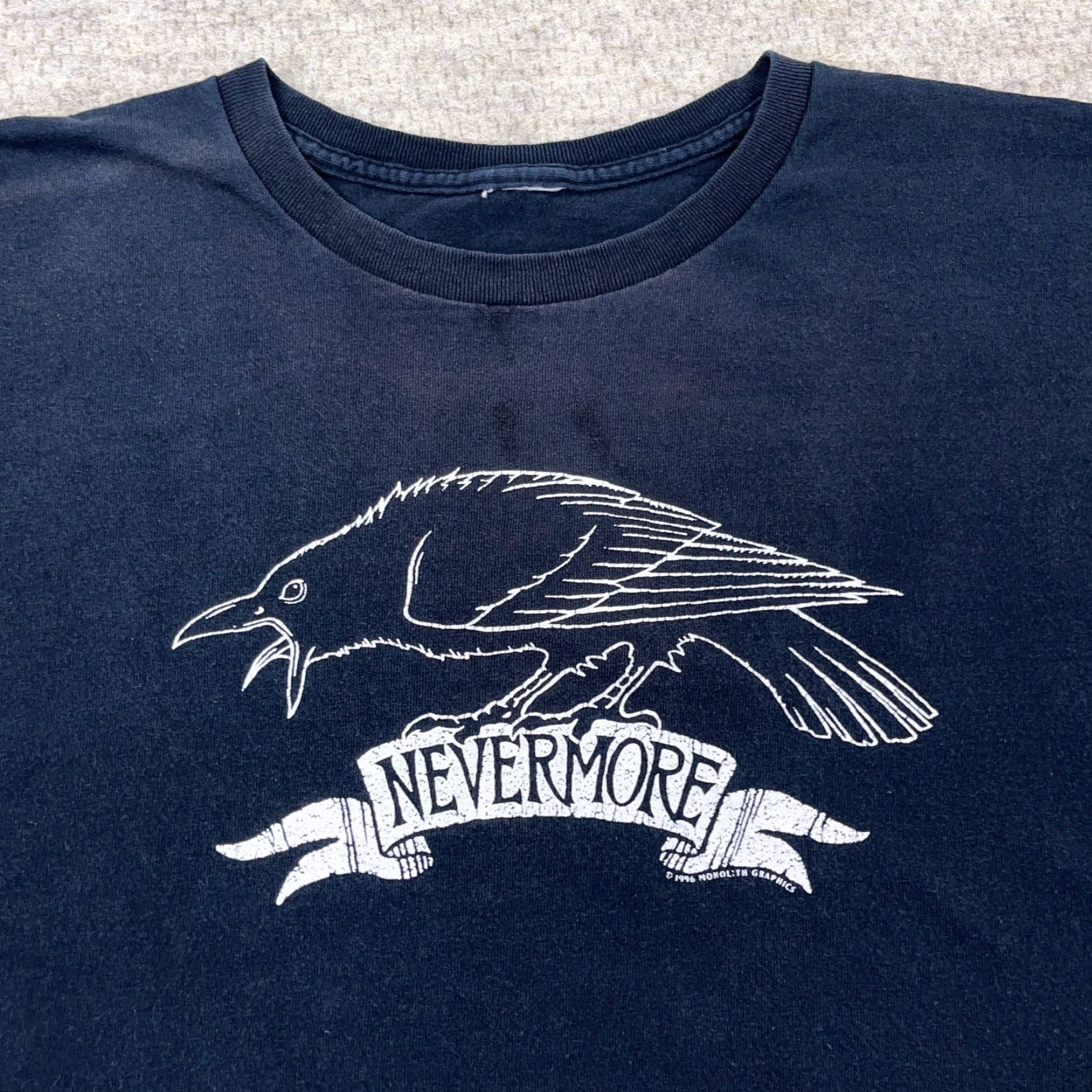 Vintage VINTAGE Nevermore Shirt Men XL Black Metal Rock Band Tee 90s 1996 Crow Faded Size US XL / EU 56 / 4 - 3 Thumbnail