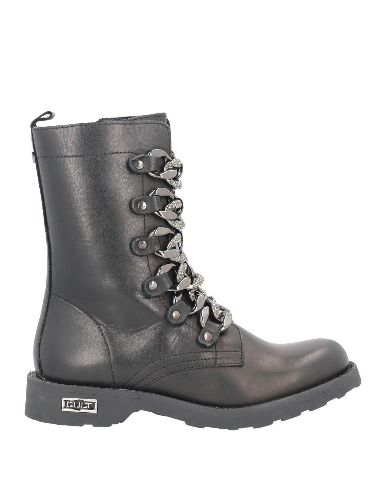 Custo Barcelona Cult Zeppelin leather boots black w chain embellished Sz 7 Size US 7 / IT 37 - 1 Thumbnail