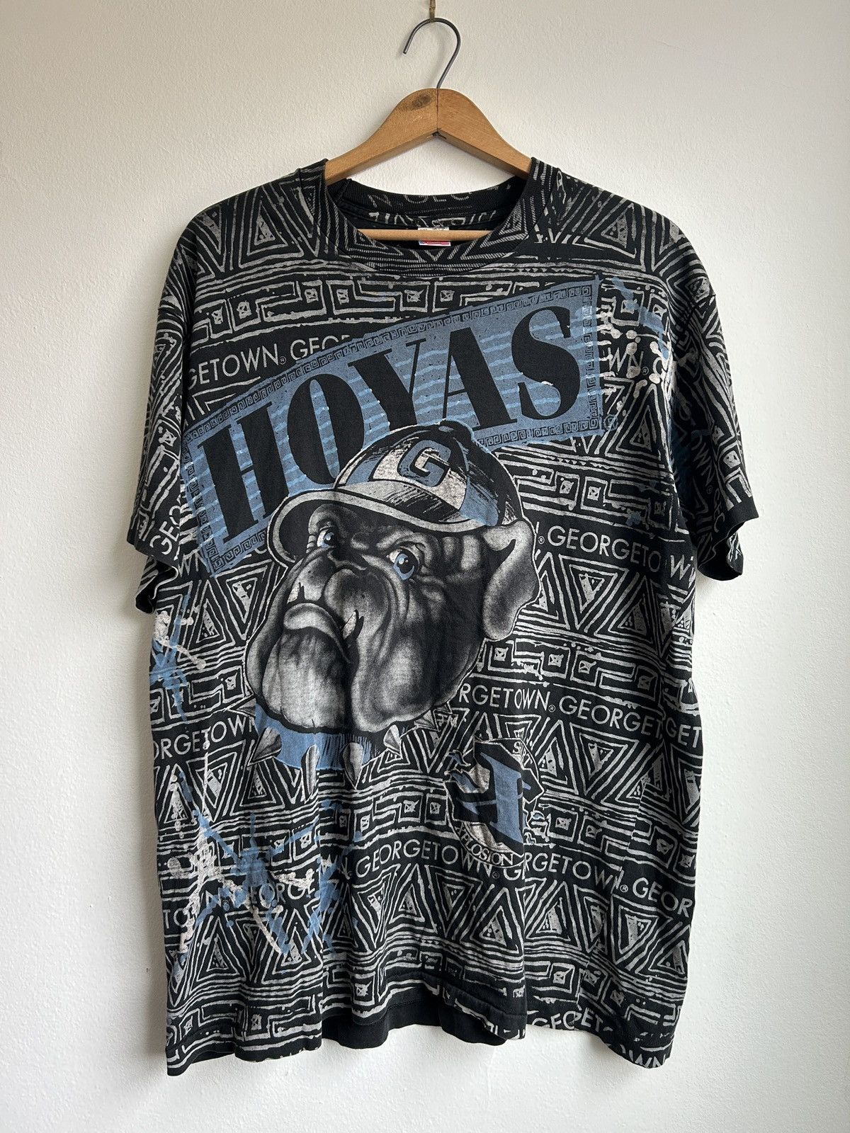 image of Vintage Georgetown Hoyas Aop Tshirt Size Xxl Made In Usa in Black, Men's