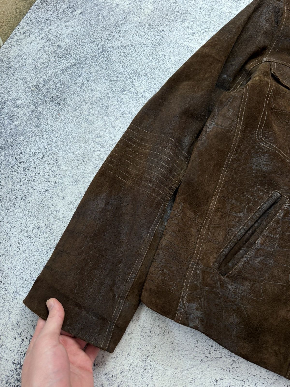 Leather Vintage Cowboy Avant Garde Y2K Brown Crazy Leather Jacket Size US L / EU 52-54 / 3 - 12 Thumbnail
