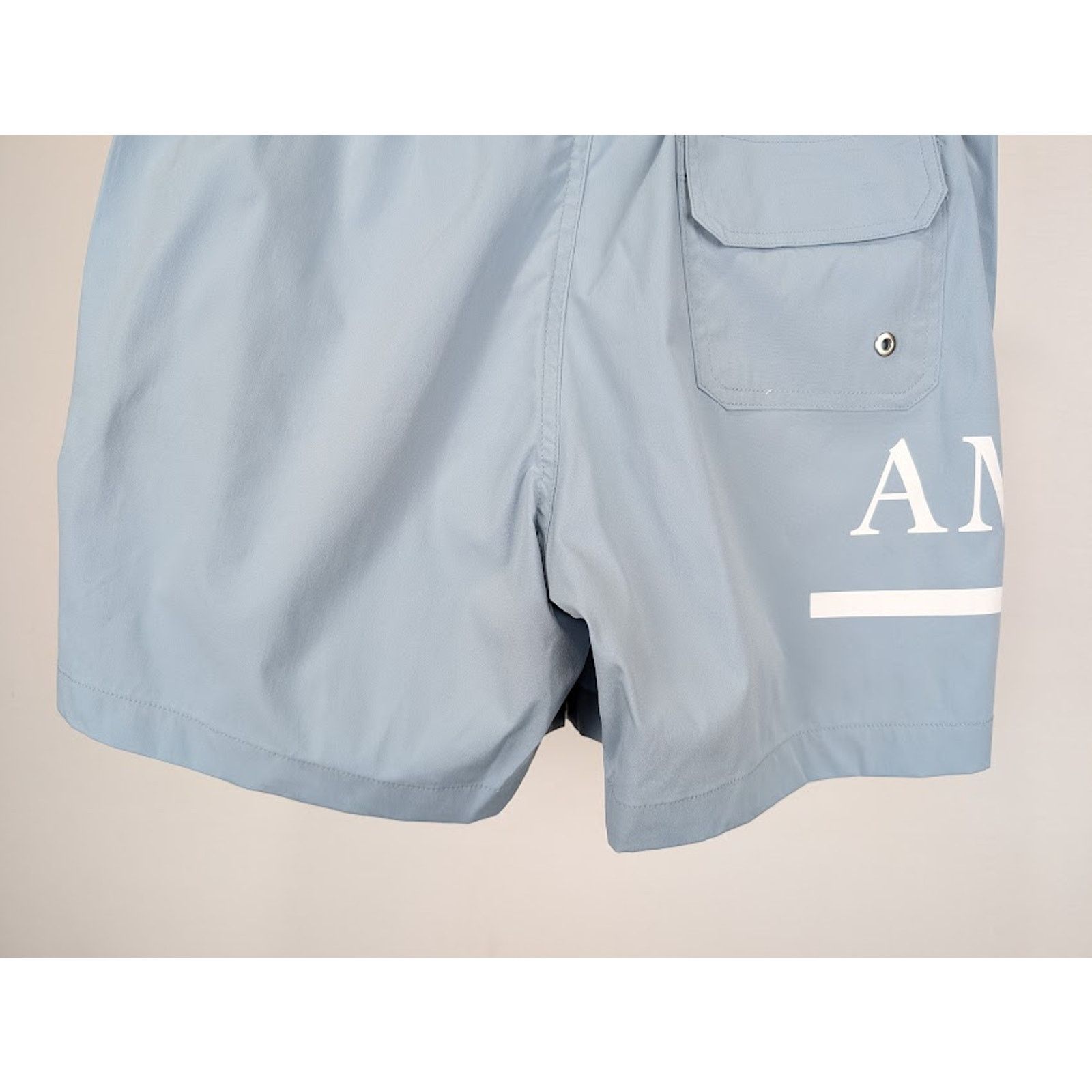 Amiri o1rshd1 MA Bar Logo SwimTrunk in Dusty Blue Size US 36 / EU 52 - 14 Thumbnail