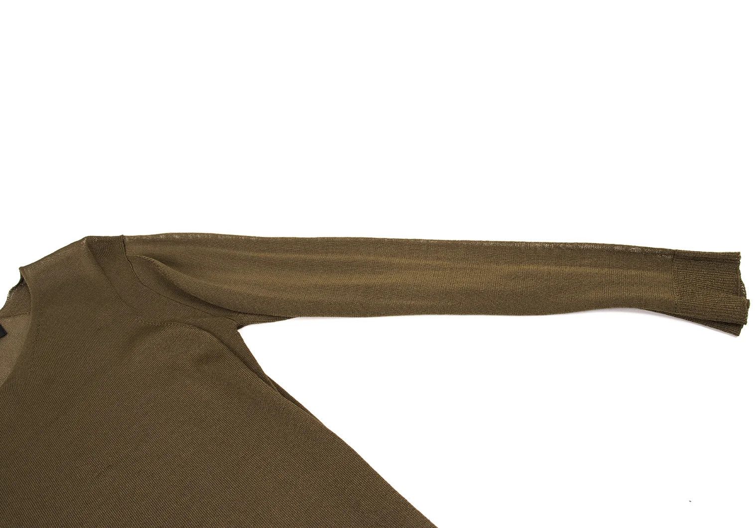 Comme des Garcons Homme Plus V-Neck Sheer Stretch Knit Sweater in Khaki, Size M Size US M / EU 48-50 / 2 - 6 Thumbnail