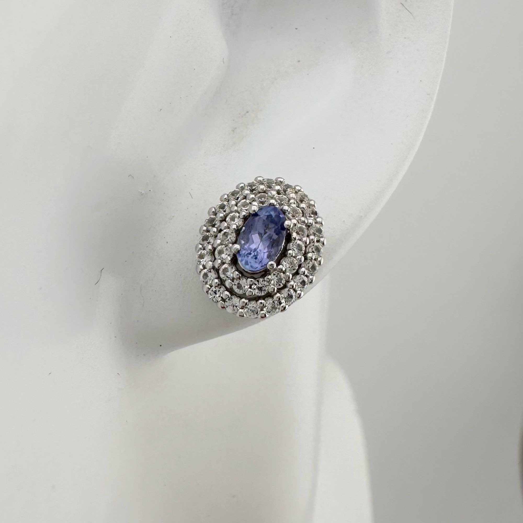 Other Beautiful Lab Created Tanzanite Halo Stud Earrings Size ONE SIZE - 3 Thumbnail
