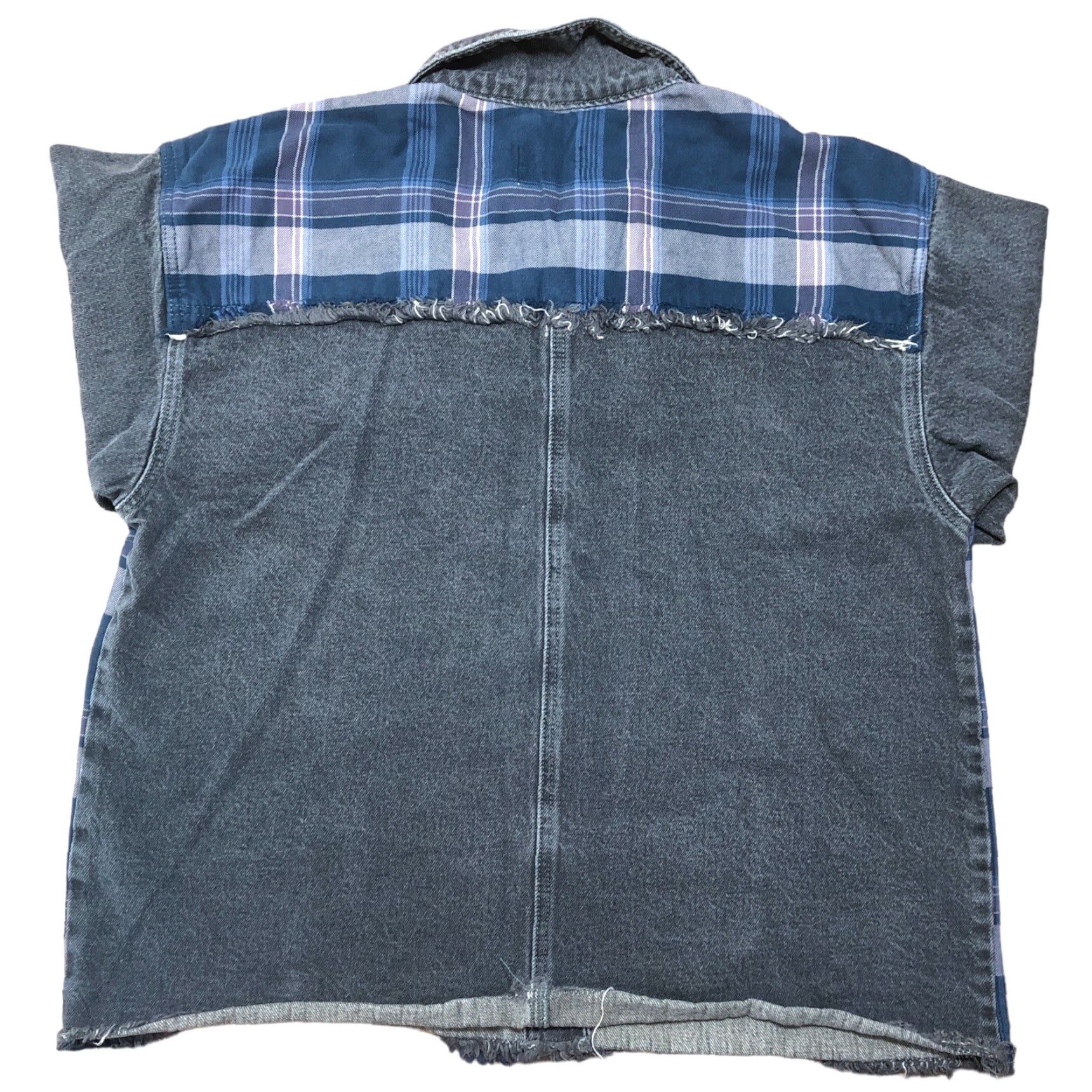 Vintage BKE Jacket Womens Medium Denim Plaid Boho Trucker Black Blue Casual Travel Shirt Jacket Womens M Black Denim Plaid Bohemian Classic Biker Collared Size 32" / US 10 / IT 46 - 3 Thumbnail