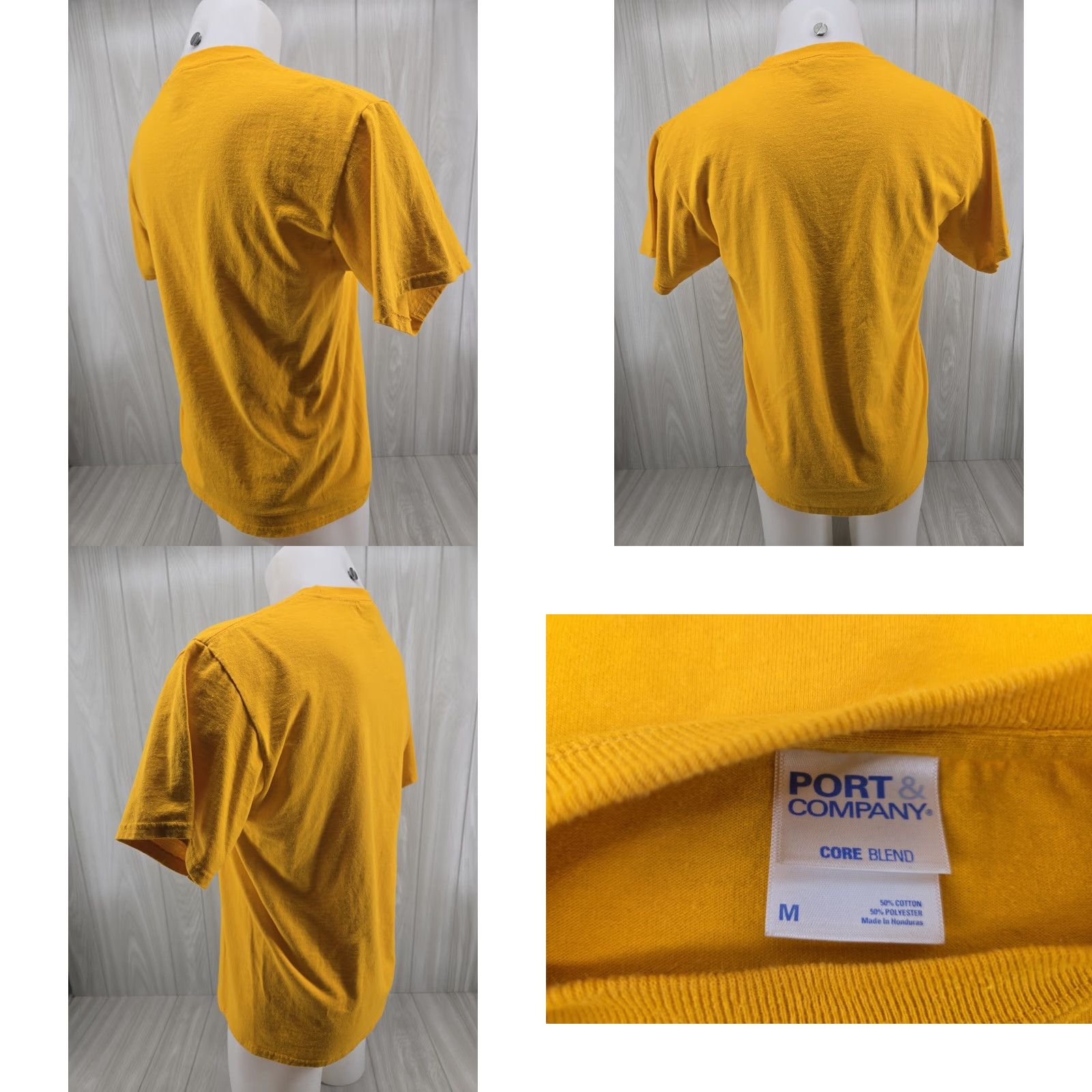 Port & Company VINTAGE Port & Company Short Sleeve T-Shirt Mens University Shirt Yellow M 19.5 Shoulder to Shoulder 28" Down Back Size US M / EU 48-50 / 2 - 8 Thumbnail