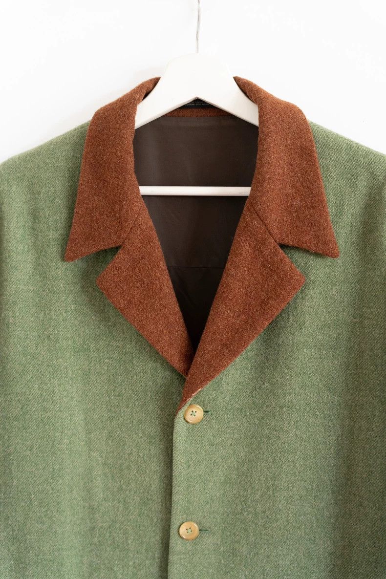 Yohji Yamamoto Yohji Yamamoto size m 90aw brown-green color-block blazer Size 38R - 4 Thumbnail