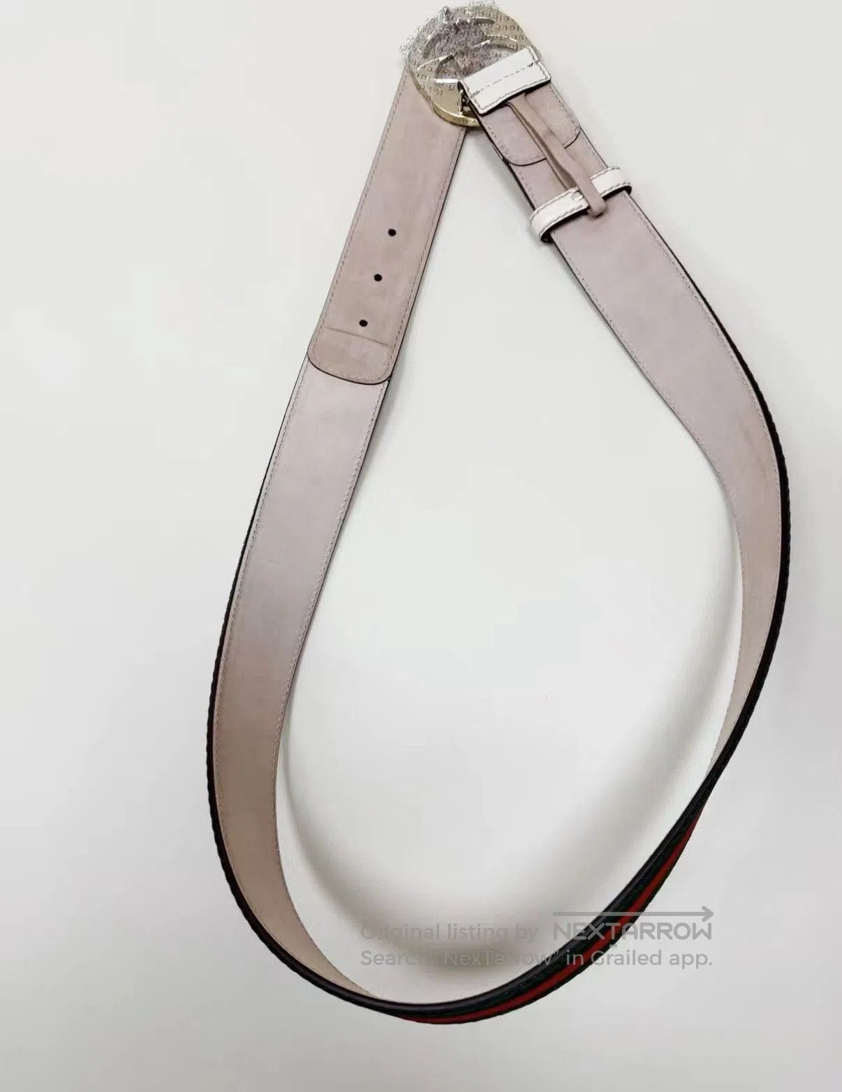 Gucci Green Striped Belt with Silver Buckle. Size ONE SIZE - 4 Thumbnail