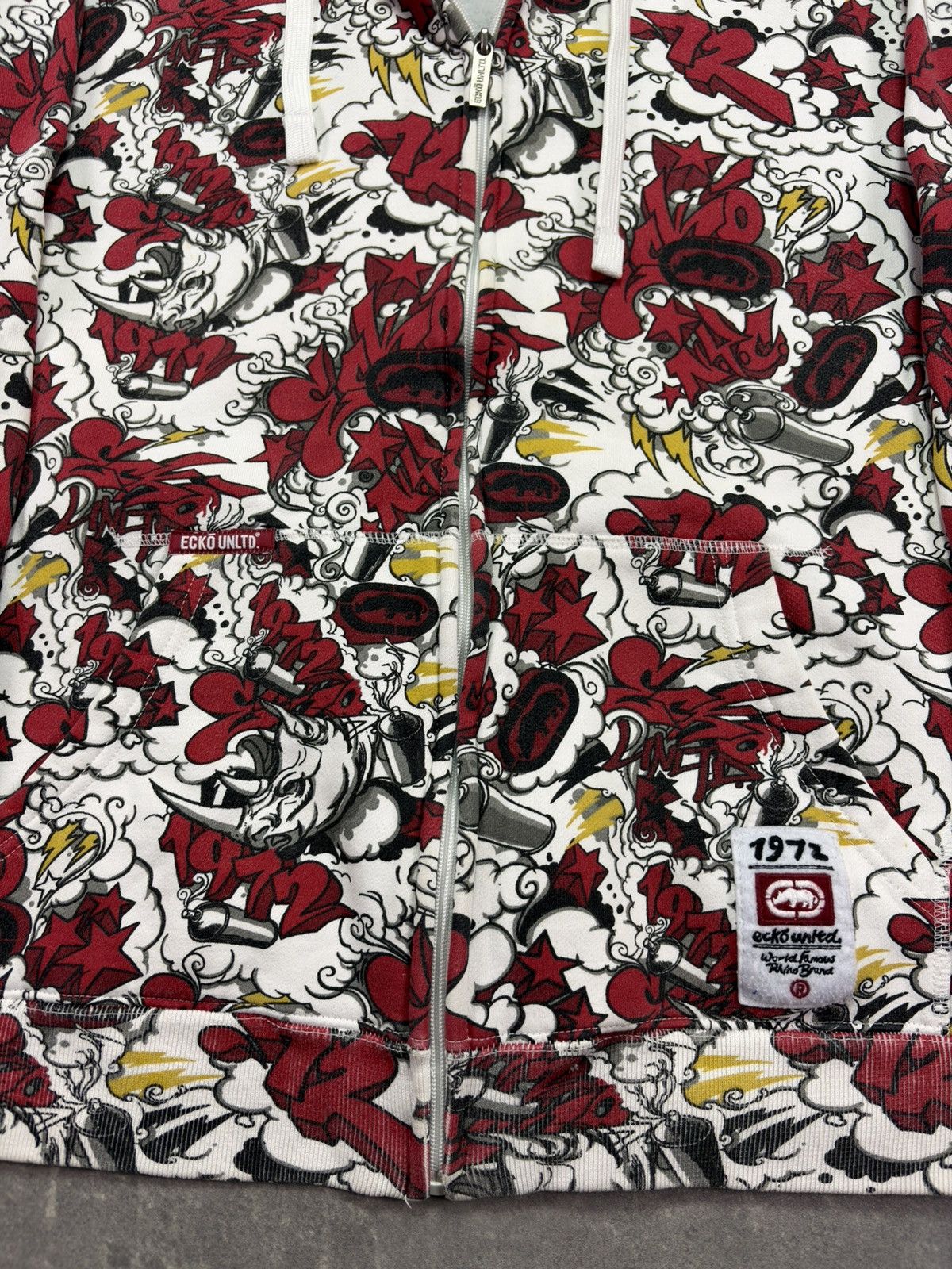 Ecko Unltd. 00s Ecko Unlimited AOP Multilogo Printed Baggy Zip Hoodie XL Size US XL / EU 56 / 4 - 7 Thumbnail