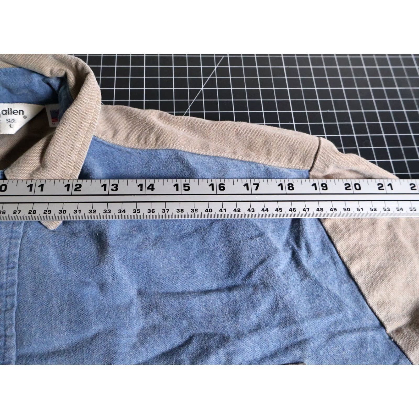 Vintage VINTAGE Bob Allen Canvas Shooting Shirt Men's Large Blue Beige Relaxed Fit Outdoor Size US L / EU 52-54 / 3 - 7 Thumbnail