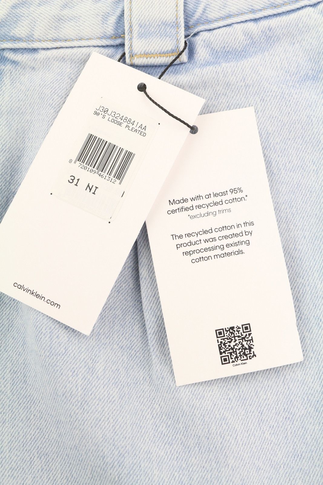 Calvin Klein 90S LOOSE W31 Light Blue Washed Pleated Zip Denim 85301 Size US 31 - 7 Thumbnail