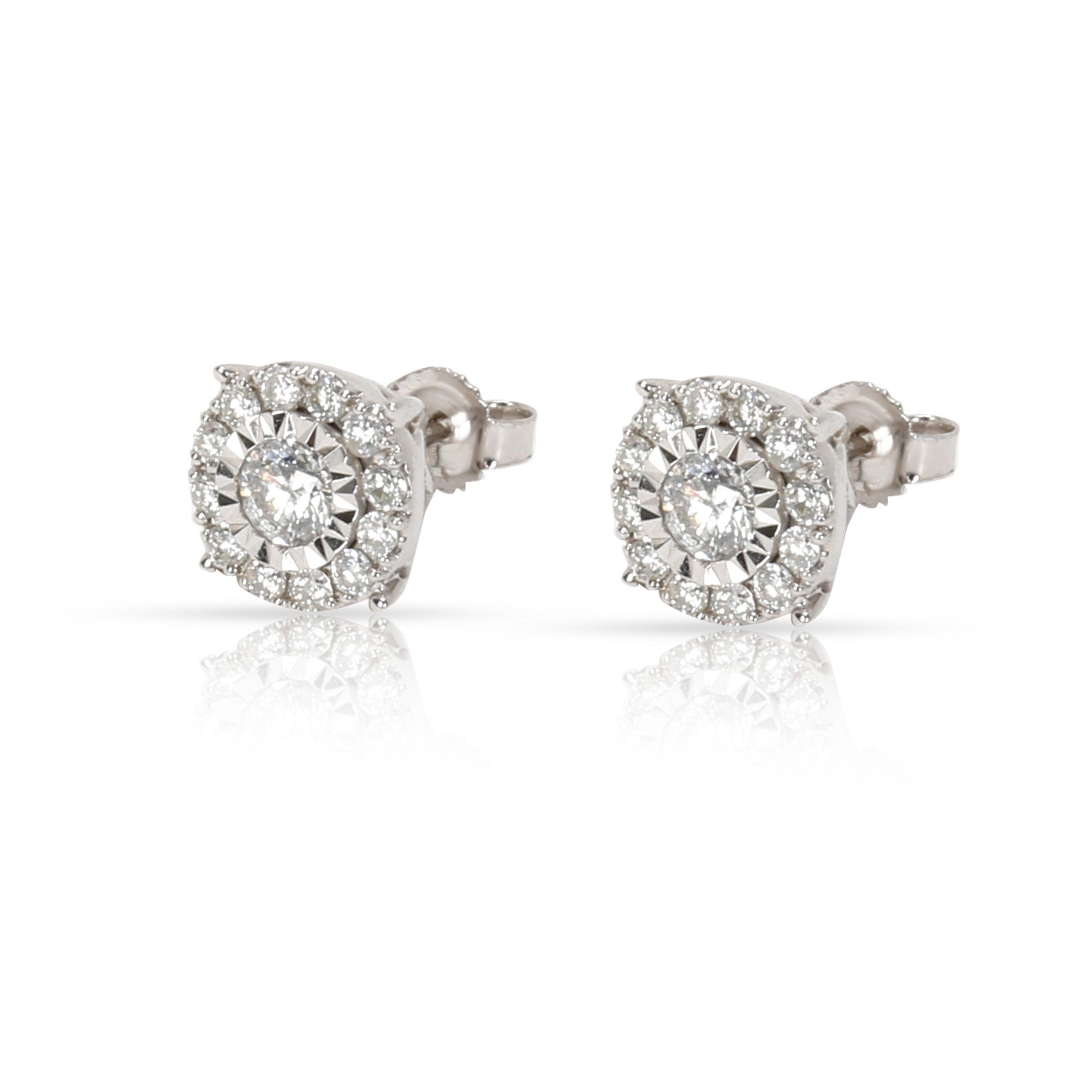 image of Miracle Set Diamond Stud Earrings In 10K White Gold (0.55 Ctw), Women's