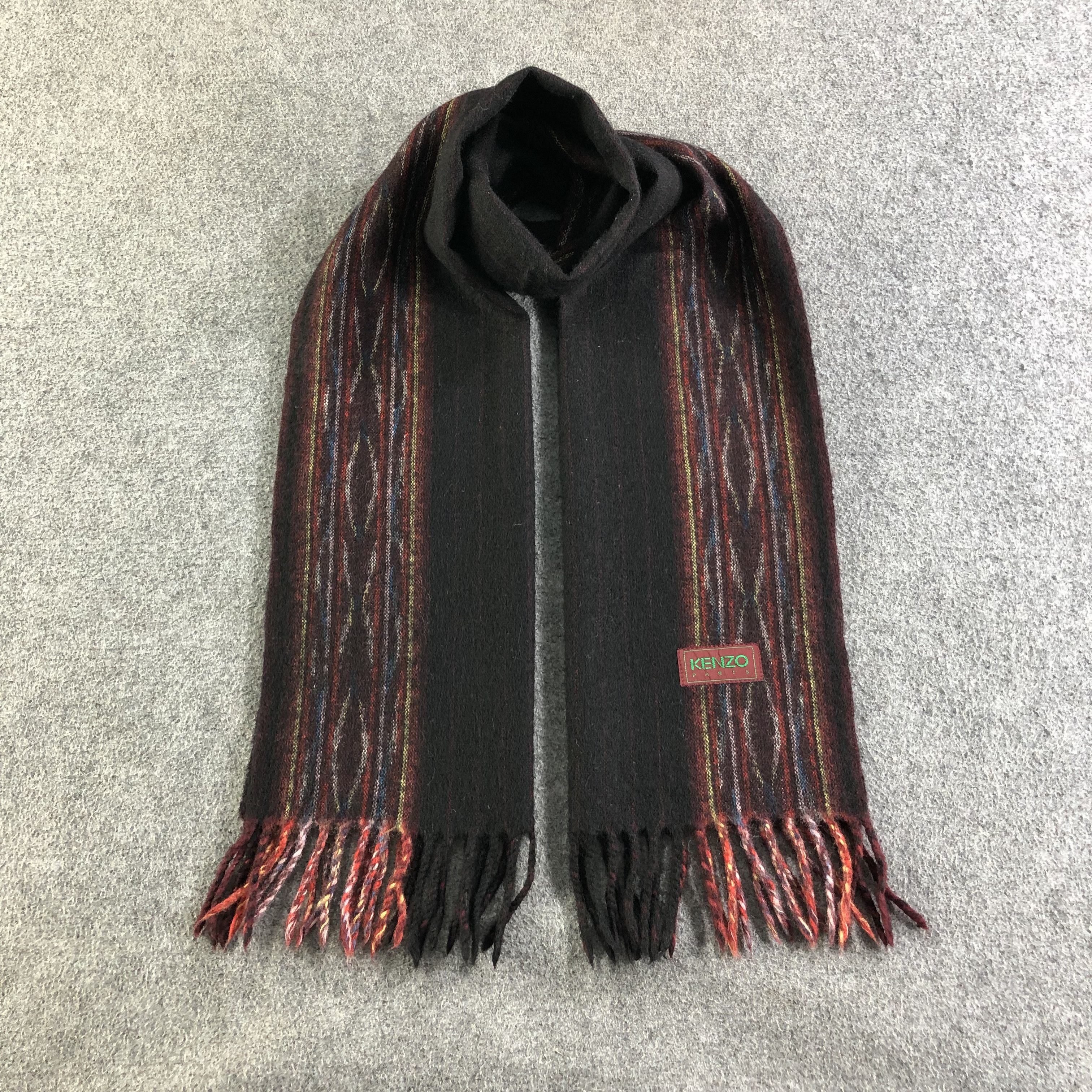 Kenzo × Vintage Kenzo Wool Scarf Muffler Neckwear V2082 Size ONE SIZE - 1 Thumbnail