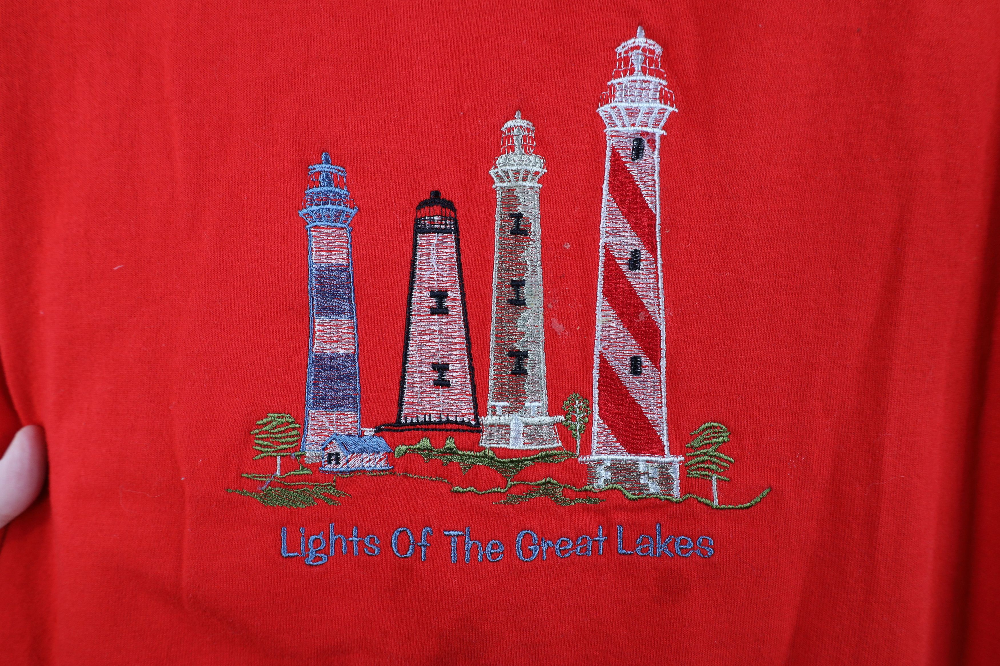 Vintage Vintage 90s Lights of the Great Lakes Michigan T-Shirt Size L / US 10 / IT 46 - 4 Thumbnail