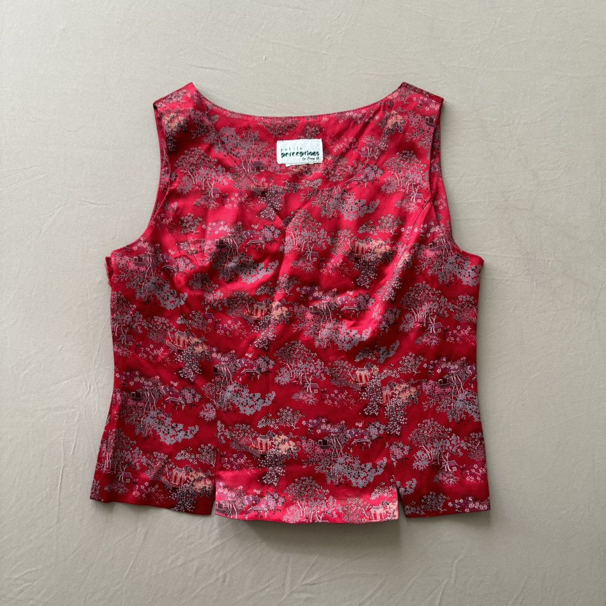 Other Vintage Petite Perceptions Asian Brocade Sleeveless Blouse Size S / US 4 / IT 40 - 1 Thumbnail