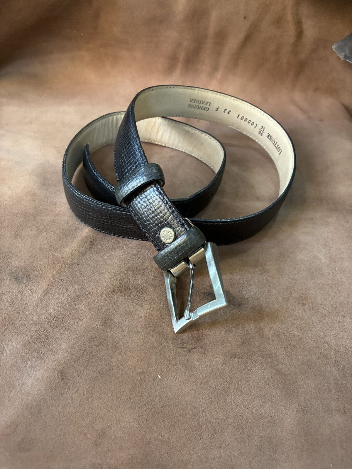 Other LOTTUSSE black grained leather made in spain dress belt Size 36 - 1 Thumbnail