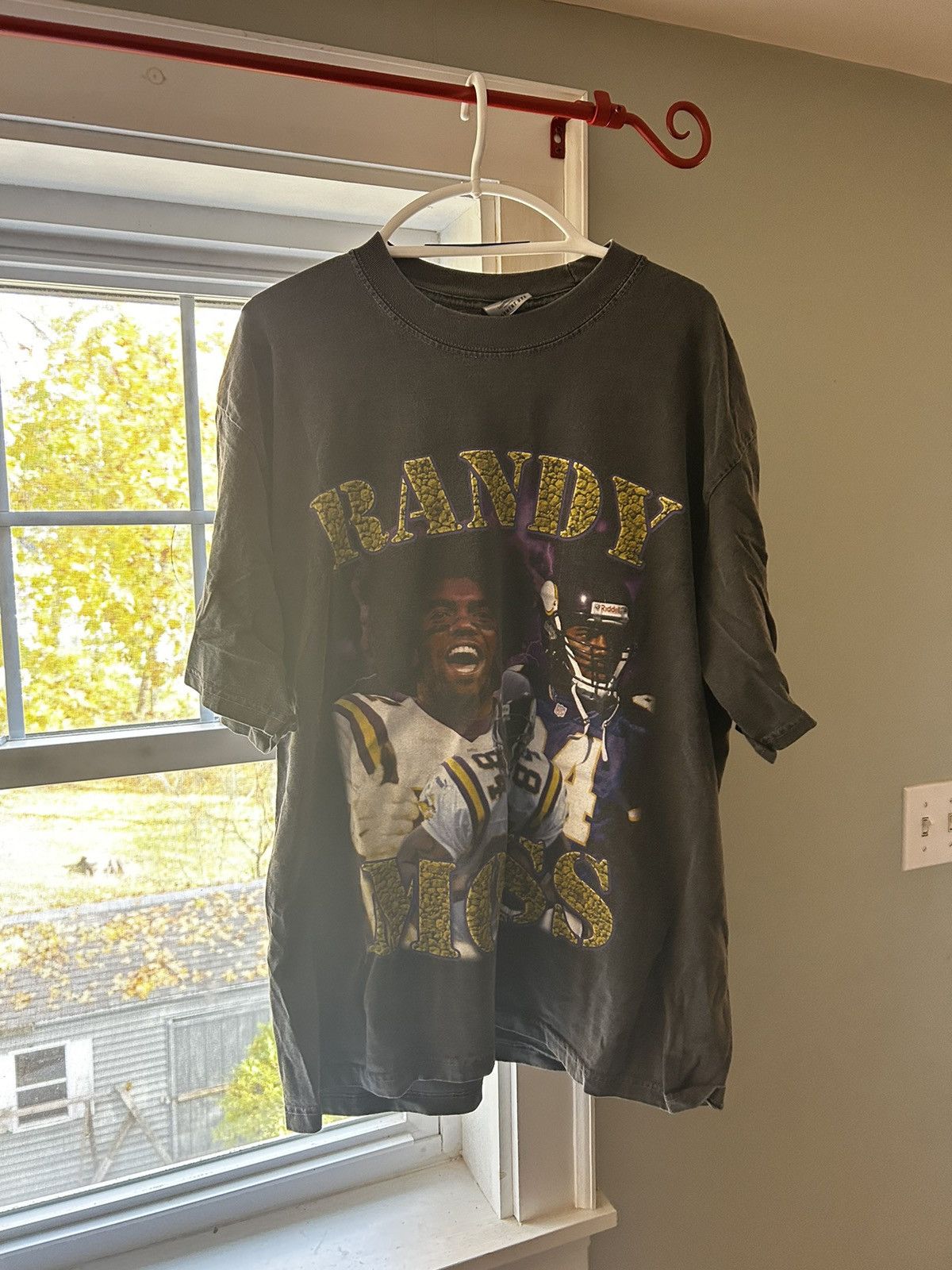 image of Randy Moss ‘Straight Cash Homie’ Nfl Player Tee in Charcoal, Men's (Size XL)