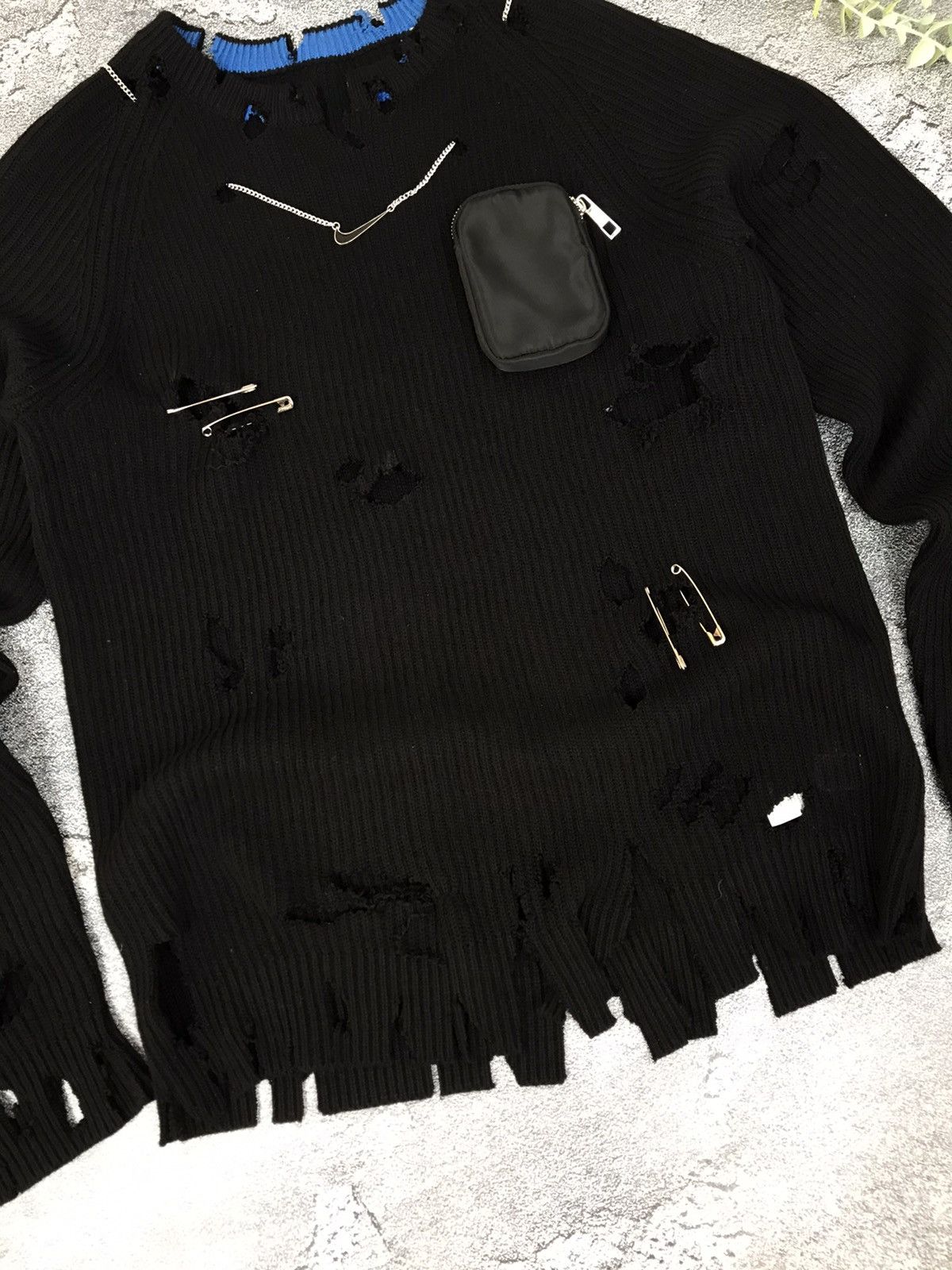 Designer × Nike ♻️1 OF 1 HANDMADE DISTRESSED AVANTGARDE KNITED SWEATER,NIKE Size US S / EU 44-46 / 1 - 5 Thumbnail