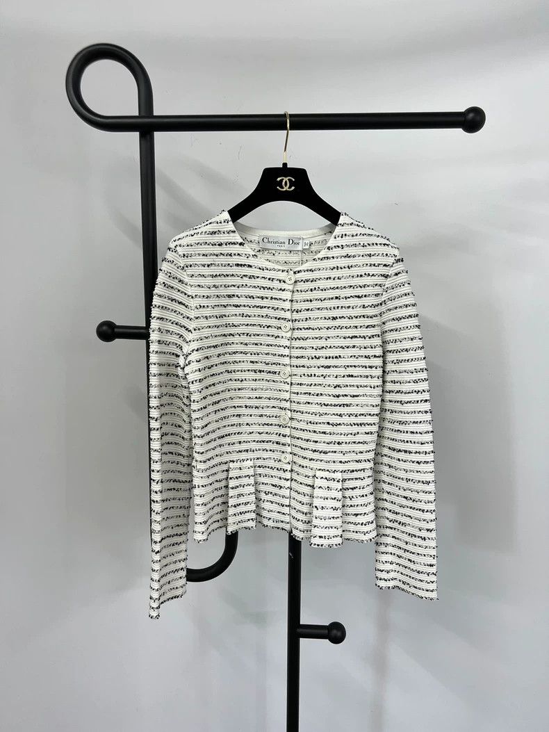 Dior Dior Black White Stripe Tweed Jacket - dmc Size US L / EU 52-54 / 3 - 1 Thumbnail