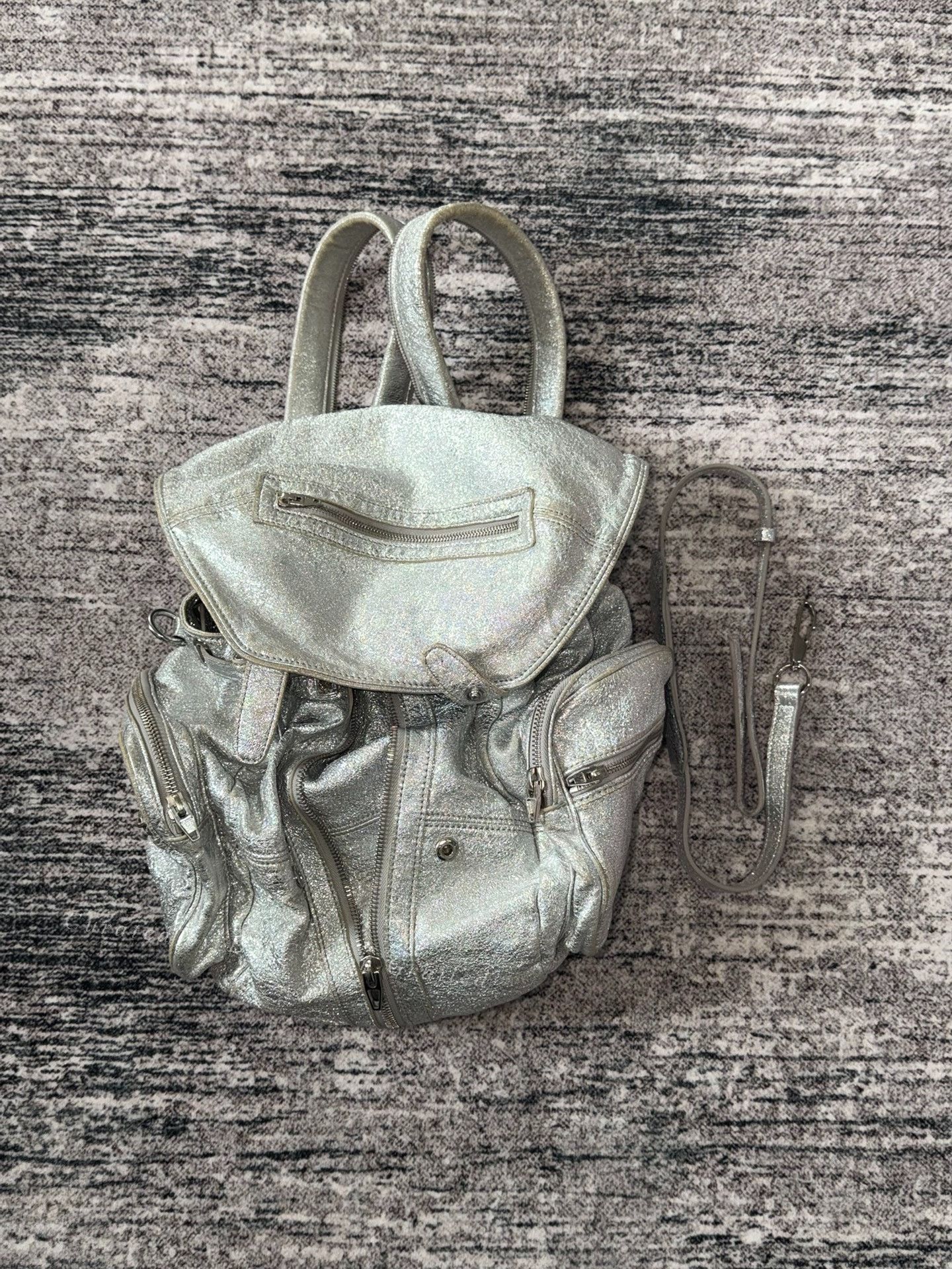 Alexander Wang Alexander Wang Silver Glitter Large Backpack Size ONE SIZE - 1 Thumbnail