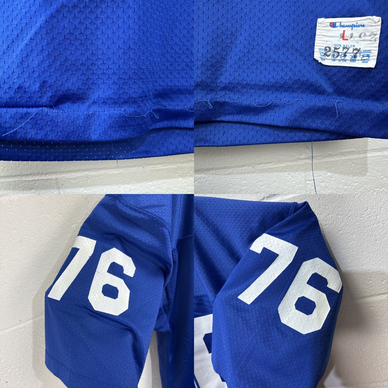 Champion VINTAGE Champion Football Jersey Blue #76 Large Men’s 70s USA Crew Neck Short Sleeve Athletic Jersey Size US L / EU 52-54 / 3 - 8 Thumbnail