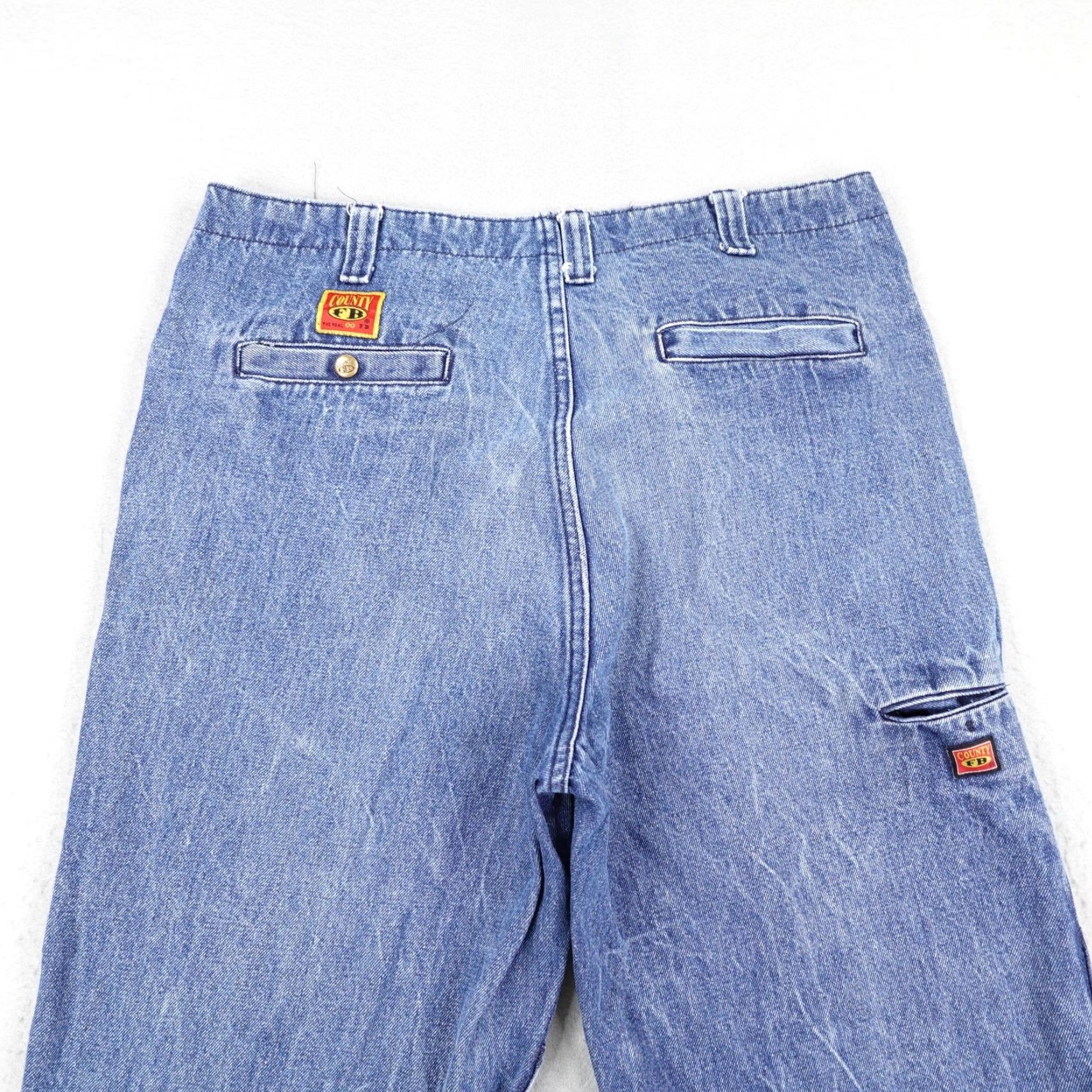 Vintage VINTAGE FB County Jeans Mens 38 Blue Denim Wide-Leg Baggy Carpenter Distressed Jeans Mens 38 Blue Denim Grunge Distressed Pockets Zip Size US 38 / EU 54 - 6 Thumbnail