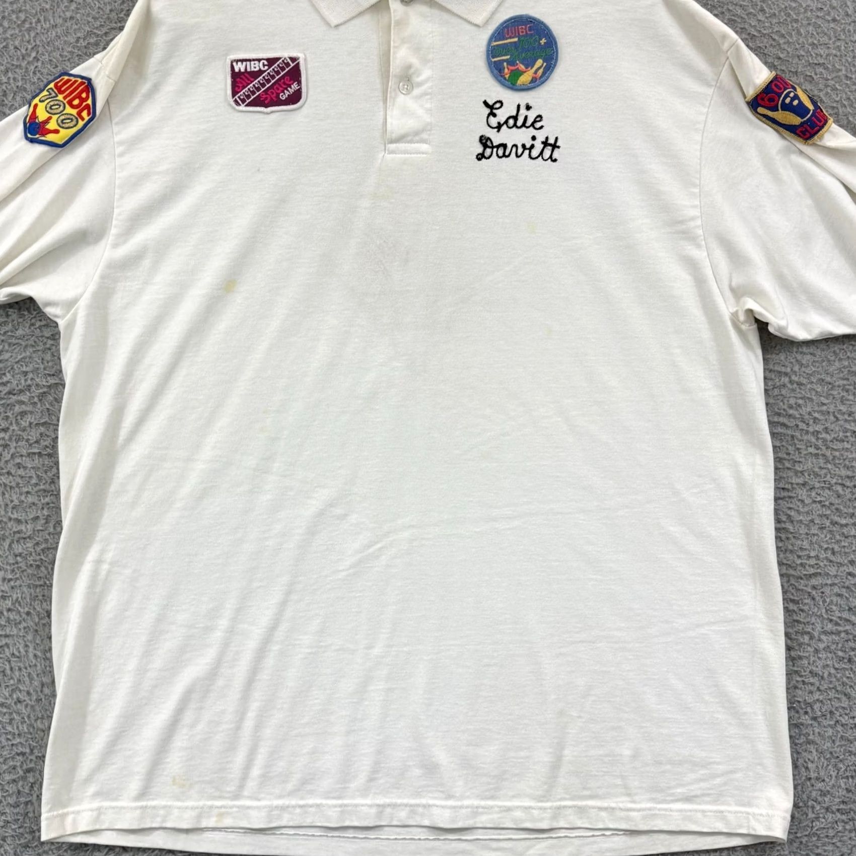 Jerzees VINTAGE Bowling Shirt Mens XL White Short Sleeve Polo Sport 90s Button Pullover Size US XL / EU 56 / 4 - 2 Thumbnail
