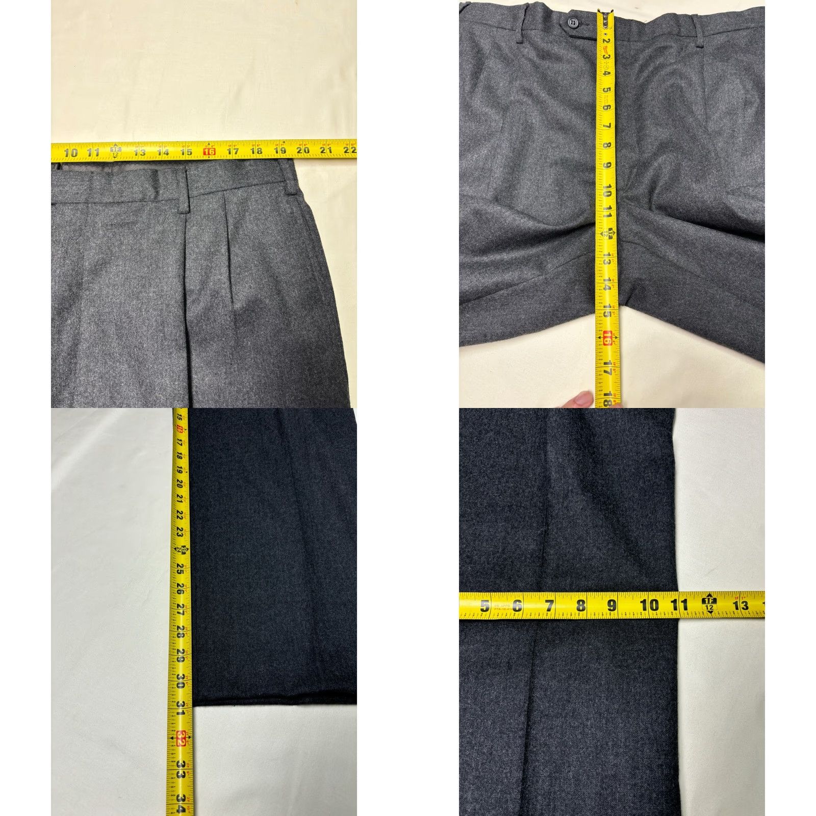 Vintage VINTAGE JOE A BANK Mens Dress Pants Charcoal Gray 38x30 Wool Pleated Front Beltless Zipper Button Pockets Back Welt Pocket Formal Wedding Business Size US 38 / EU 54 - 8 Thumbnail