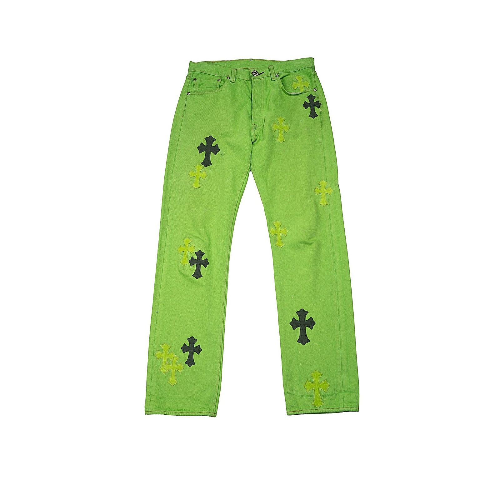 Chrome Hearts Levi's 501 Sex Record Exclusive Cross Patch Green Jeans Size US 36 / EU 52 - 1 Thumbnail