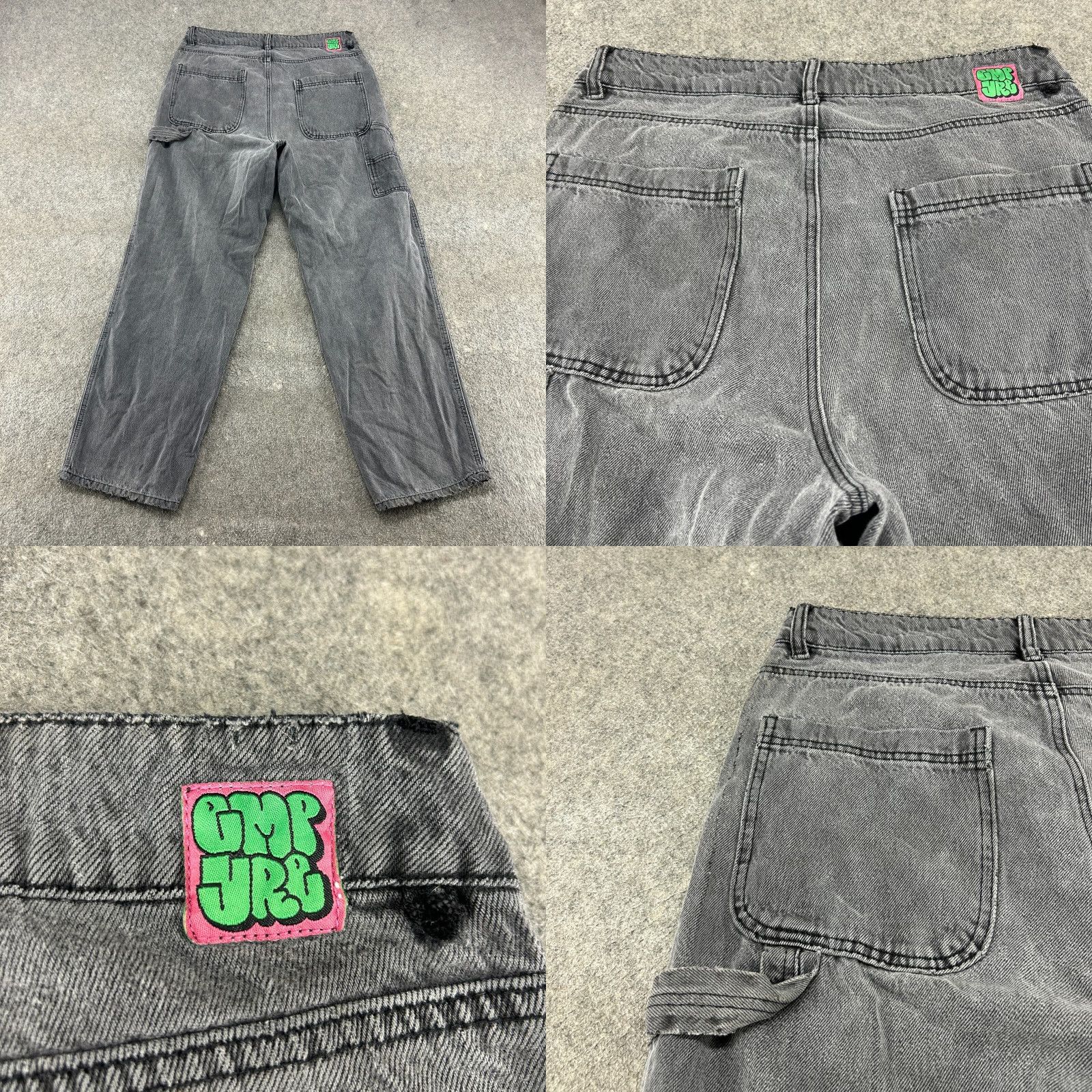 Empyre Empyre Jeans Womens 13 Black Carpenter Relaxed Straight Dark Wash Baggy Skater Size 24" / US 00 / IT 34 - 9 Thumbnail