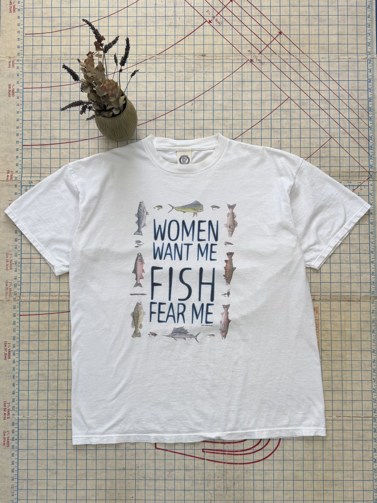 Vintage Vintage Women Want Me Fish Fear Me Humor Graphic Tee XXL Size US XXL / EU 58 / 5 - 2 Thumbnail