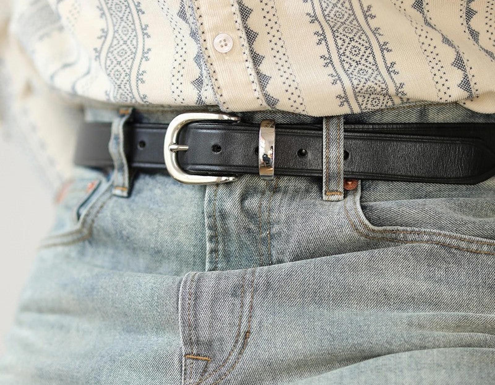 Leather Handmade Italian Leather Belt – Retro Cavalry Buckl Size ONE SIZE - 1 Thumbnail