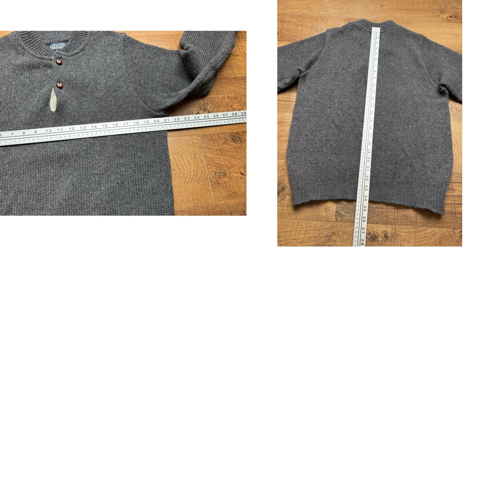 Lands' End VTG Lands' End Men's Charcoal Gray Wool Henley Sweater Popover USA Made M Size US M / EU 48-50 / 2 - 8 Thumbnail
