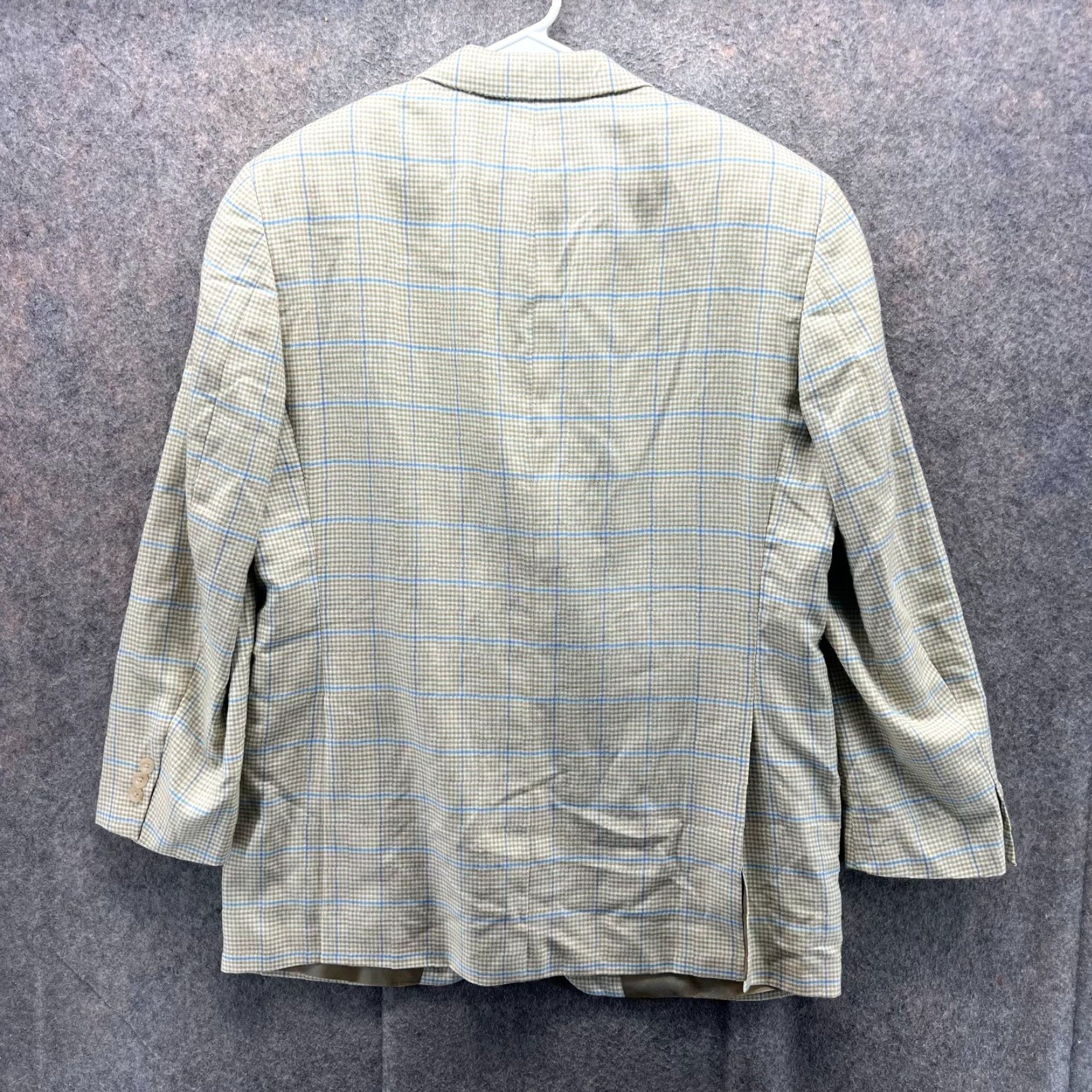 Nordstrom John W. Nordstrom Sport Coat Mens 42R Beige Blue Plaid Silk Cashmere Jacket Size US XS / EU 42 / 0 - 2 Thumbnail