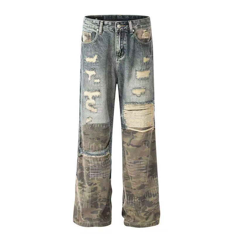 Japanese Brand × Jean Vintage camouflage patchwork washed baggy jeans Size US 32 / EU 48 - 7 Thumbnail