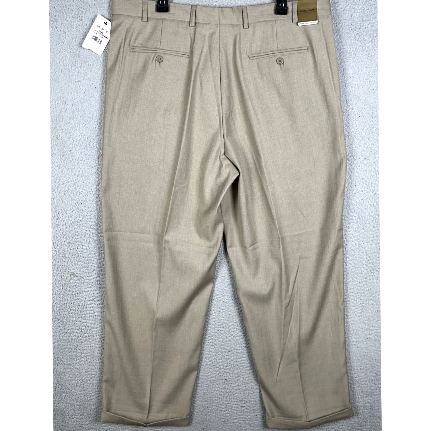 Doublet Axist Pants Mens 40X30 Tan Beige Double Pleated Cuffed Straight Leg Dress Pants Size US 40 / EU 56 - 3 Thumbnail