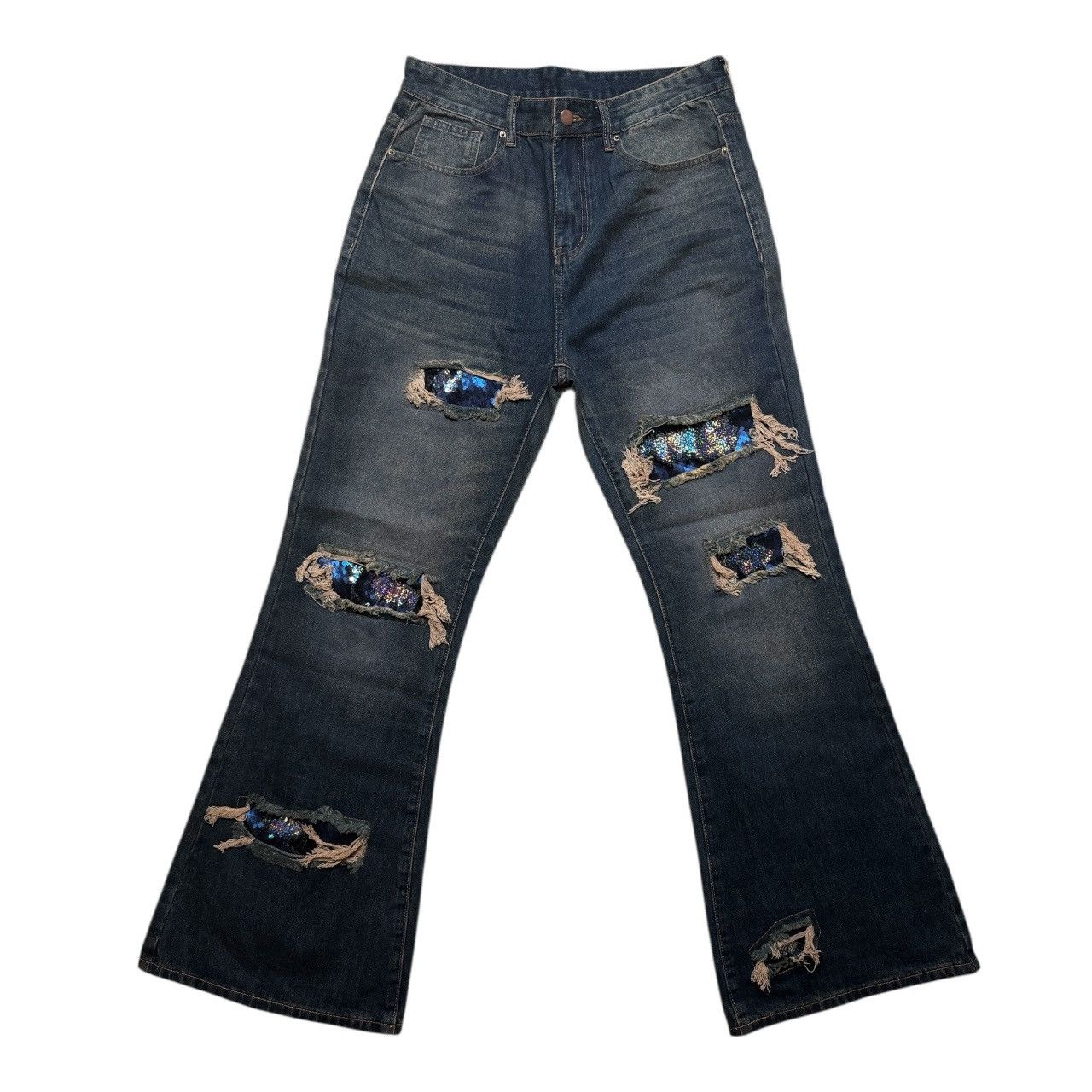 Number (N)ine Vincent Corporation Sequin Denim Pants Size US 30 / EU 46 - 1 Thumbnail