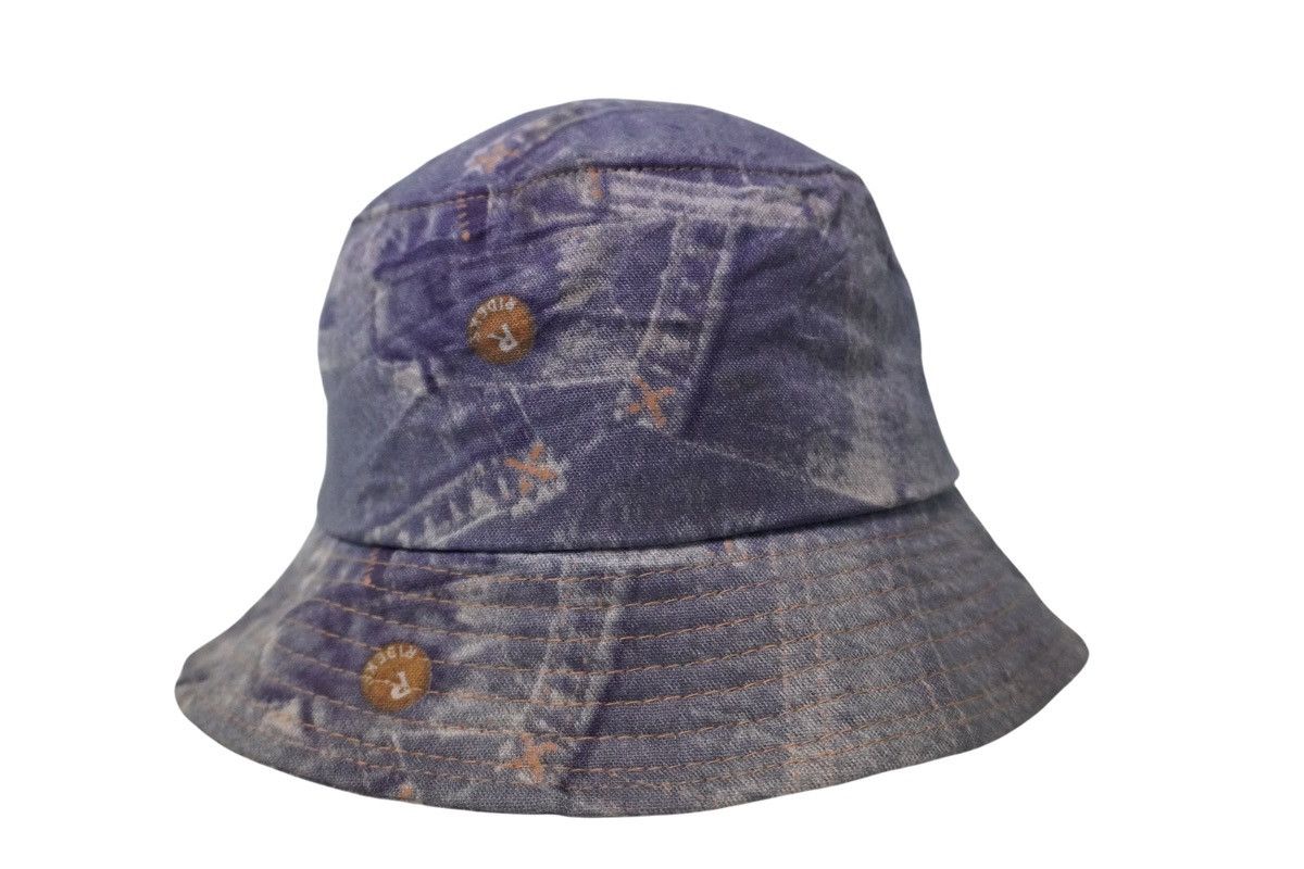 Japanese Brand × Vintage Vtg denim printed bucket hat full over head gear hype Size ONE SIZE - 1 Thumbnail